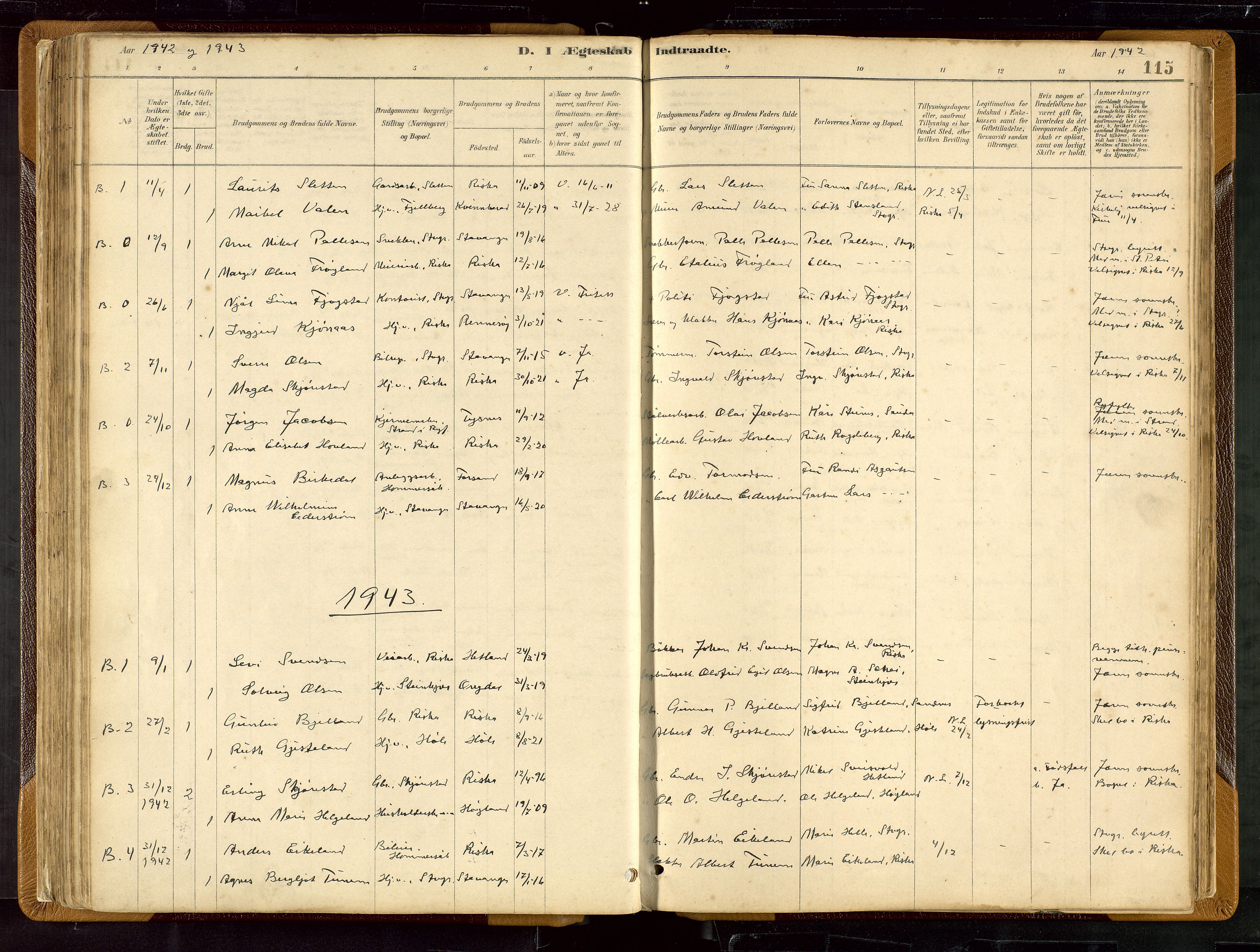 Hetland sokneprestkontor, AV/SAST-A-101826/30/30BB/L0007: Parish register (copy) no. B 7, 1878-1910, p. 115