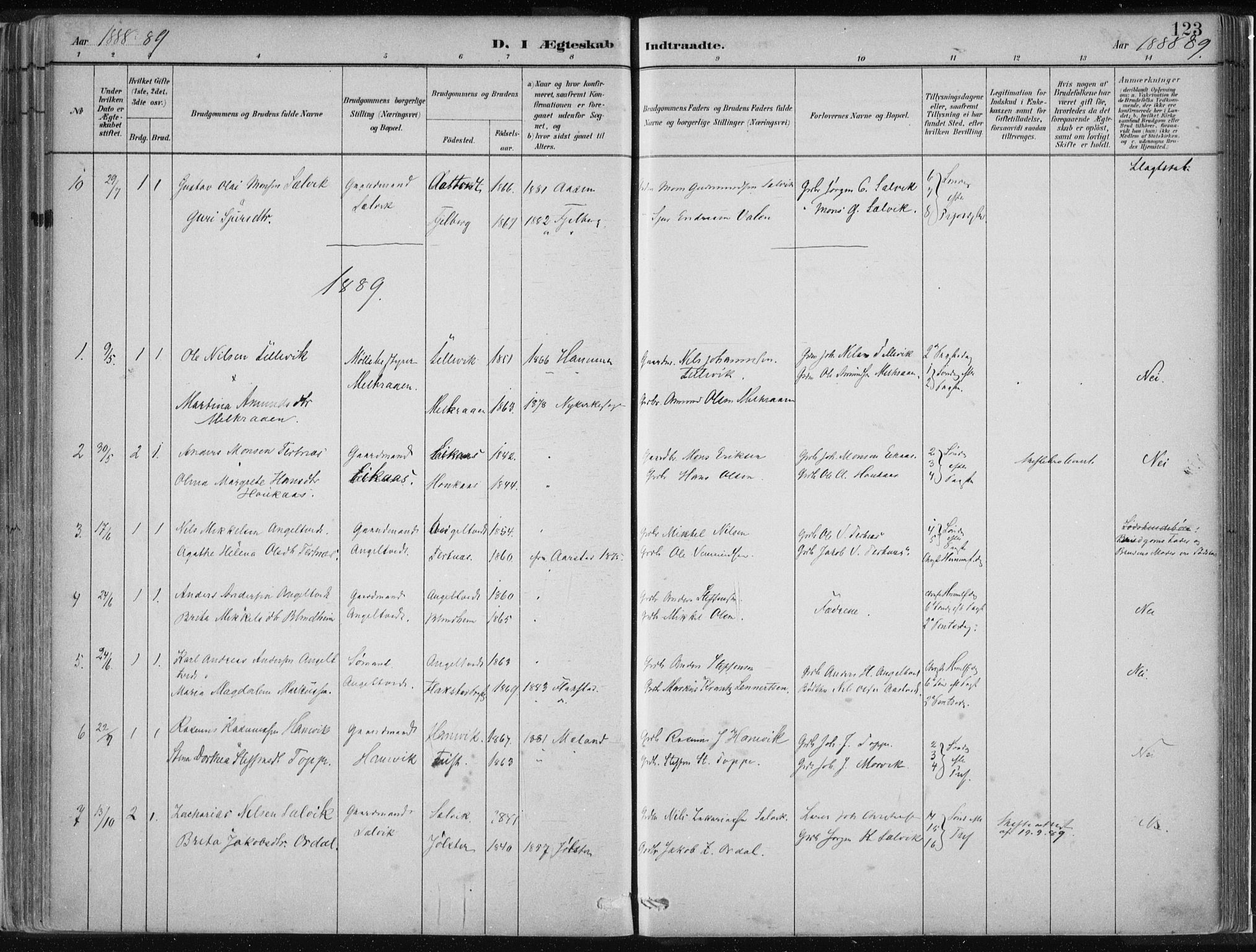 Hamre sokneprestembete, AV/SAB-A-75501/H/Ha/Haa/Haad/L0001: Parish register (official) no. D  1, 1882-1906, p. 123