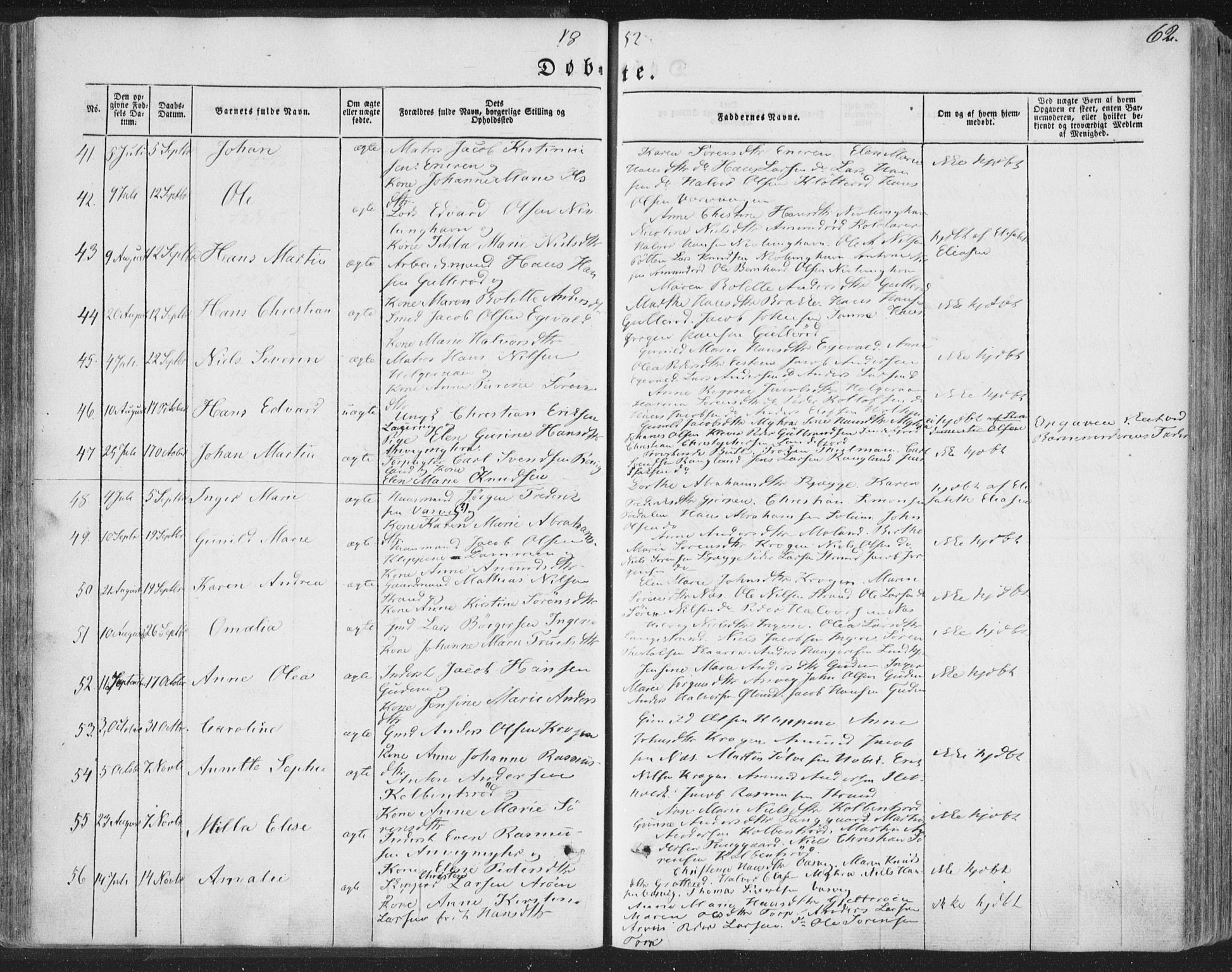 Brunlanes kirkebøker, SAKO/A-342/F/Fa/L0004: Parish register (official) no. I 4, 1846-1862, p. 62