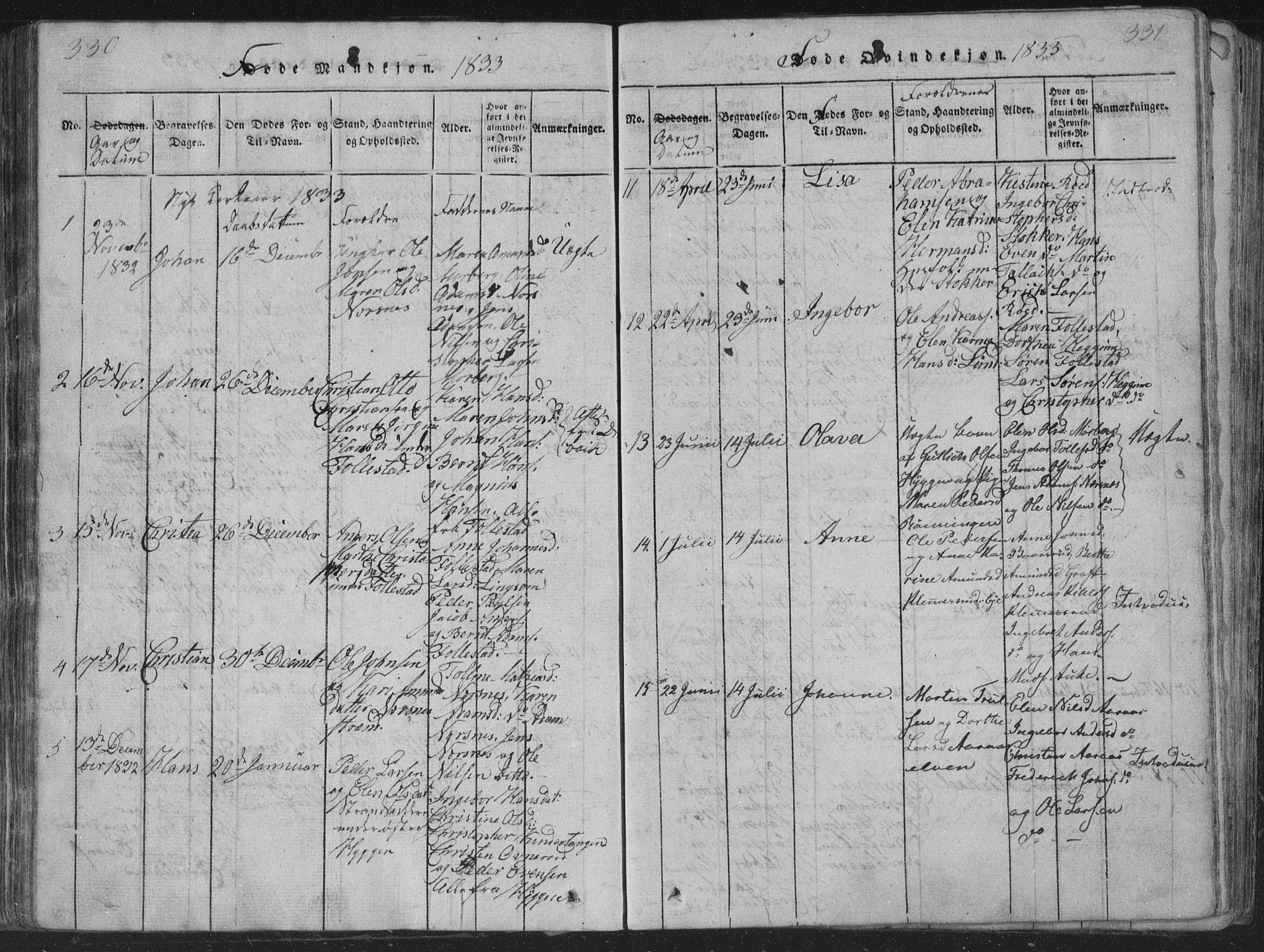 Røyken kirkebøker, SAKO/A-241/G/Ga/L0003: Parish register (copy) no. 3, 1814-1856, p. 330-331