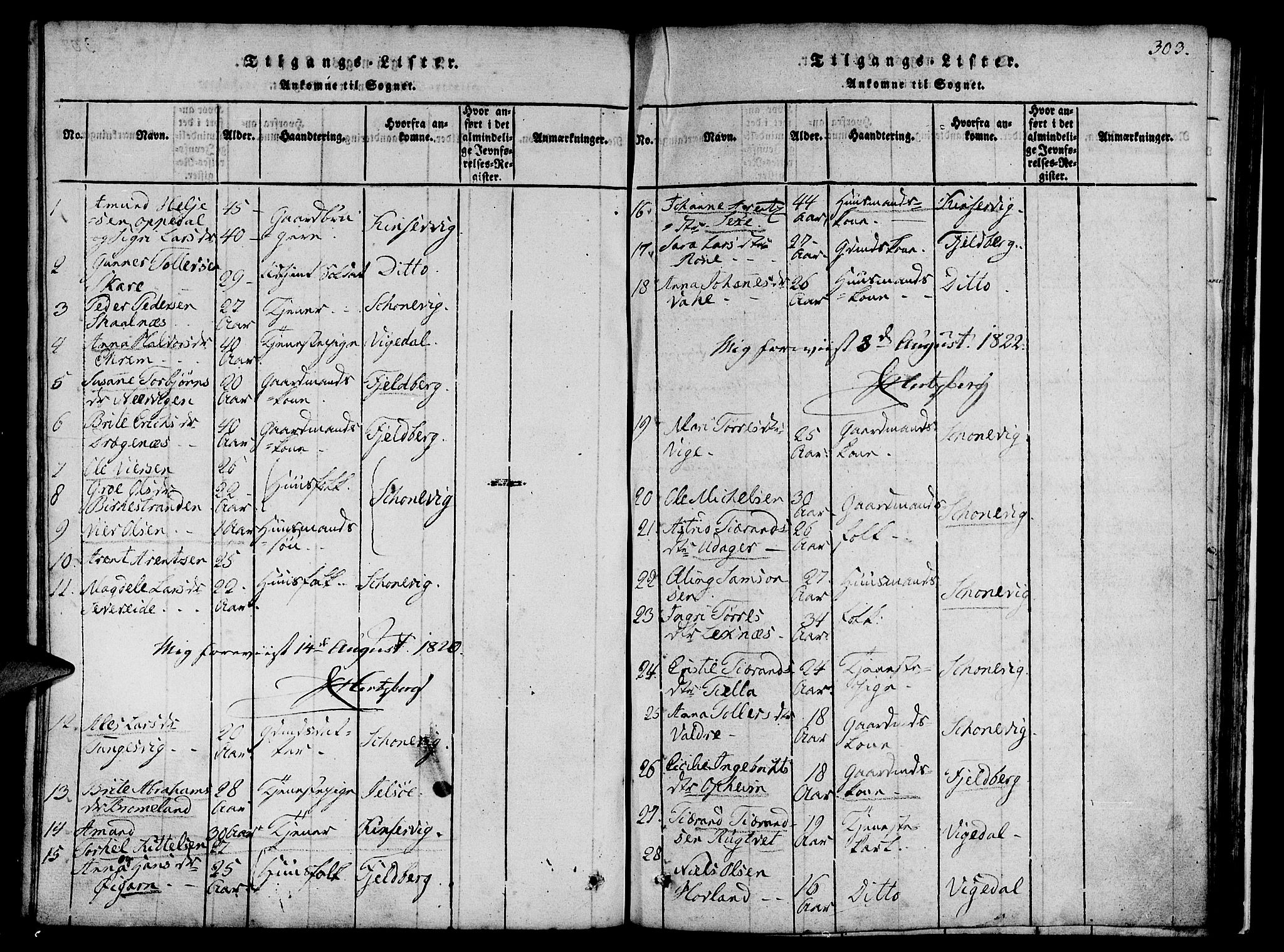 Etne sokneprestembete, SAB/A-75001/H/Haa: Parish register (official) no. A 6, 1815-1831, p. 303