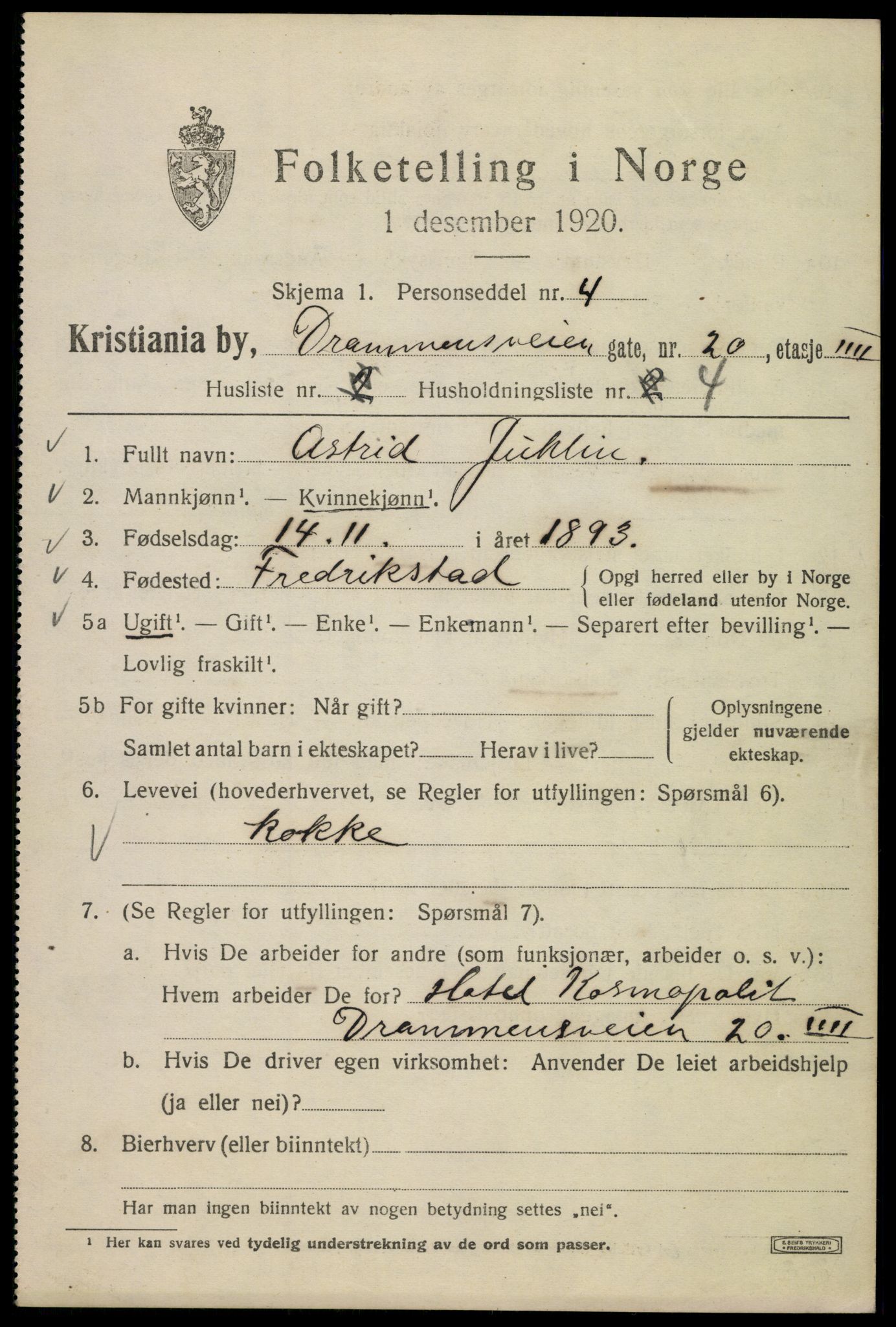 SAO, 1920 census for Kristiania, 1920, p. 201141