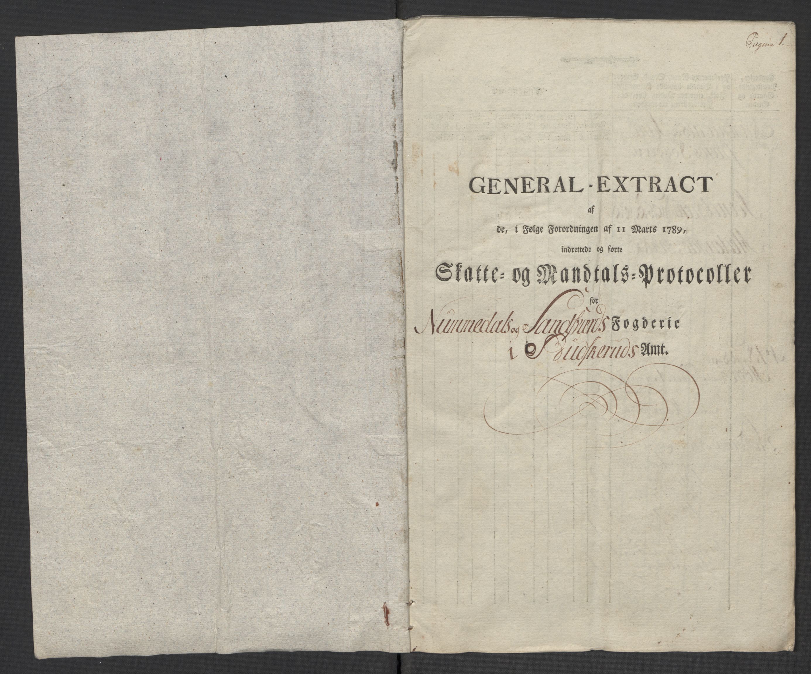 Rentekammeret inntil 1814, Reviderte regnskaper, Mindre regnskaper, AV/RA-EA-4068/Rf/Rfe/L0031: Nordmøre fogderi, Numedal og Sandsvær fogderi, 1789, p. 344