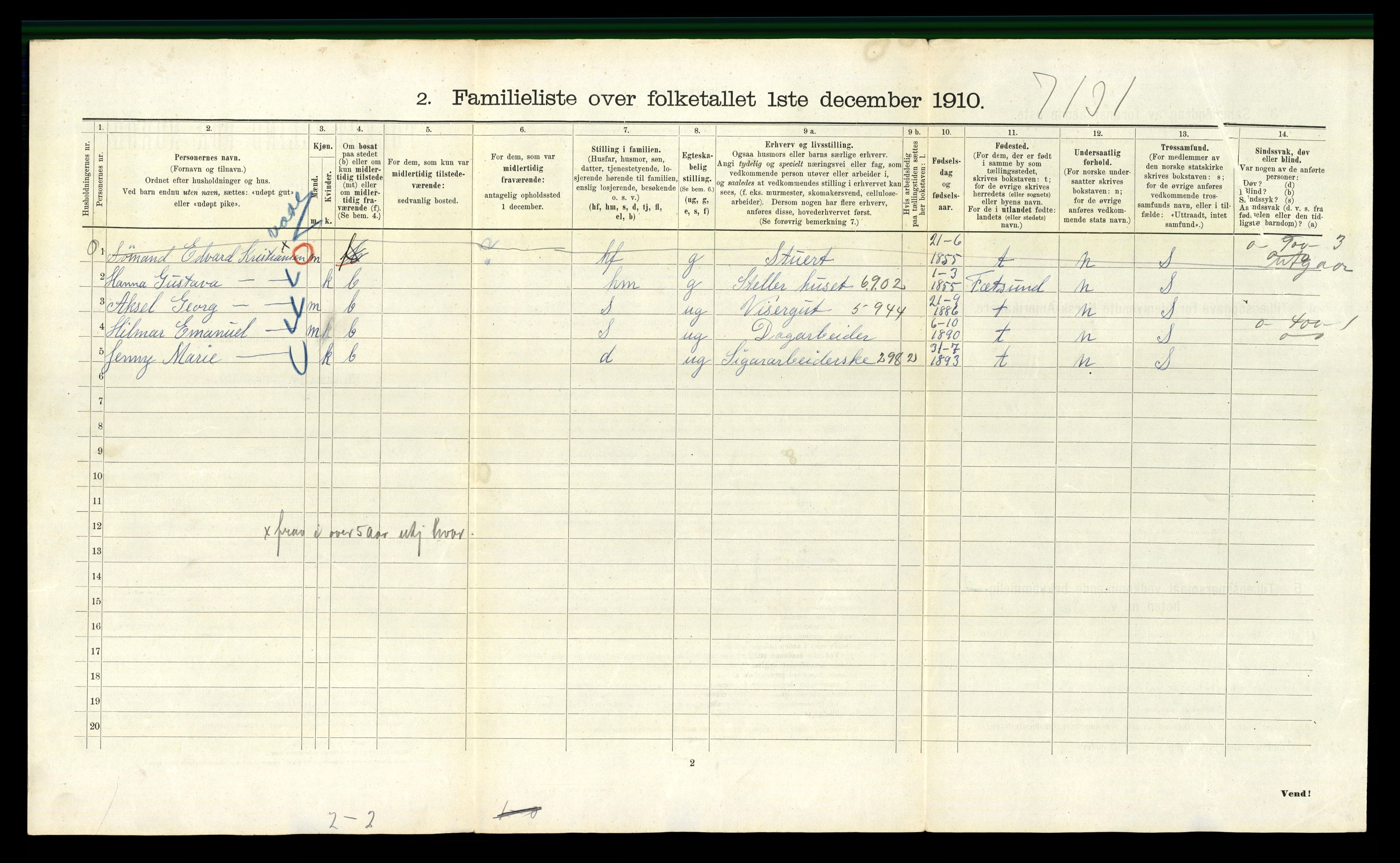 RA, 1910 census for Kristiania, 1910, p. 32526