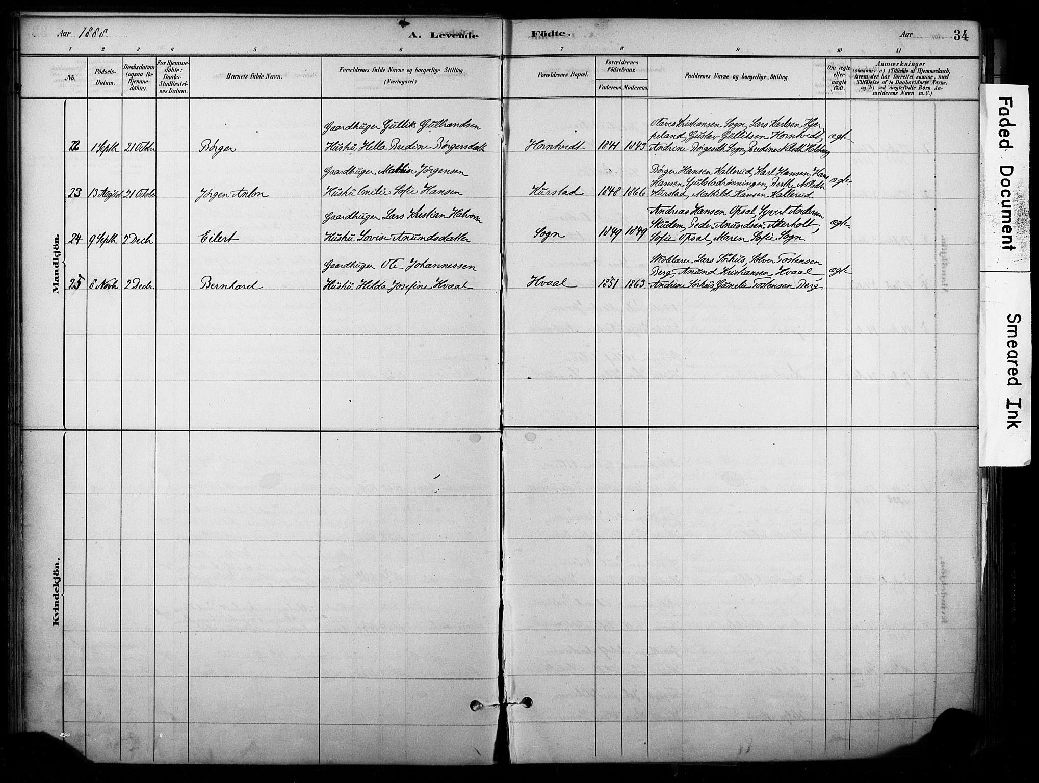 Lardal kirkebøker, AV/SAKO-A-350/F/Fb/L0001: Parish register (official) no. II 1, 1881-1911, p. 34