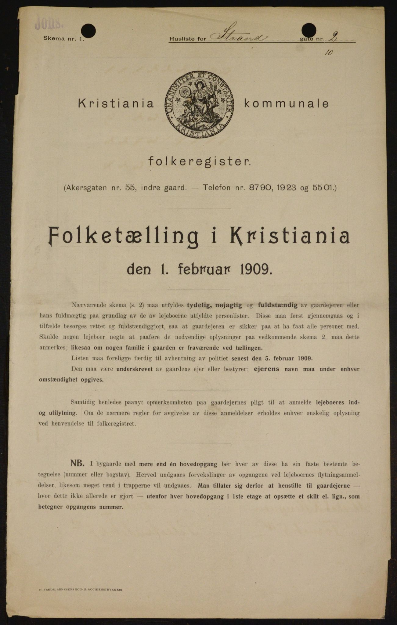 OBA, Municipal Census 1909 for Kristiania, 1909, p. 93814