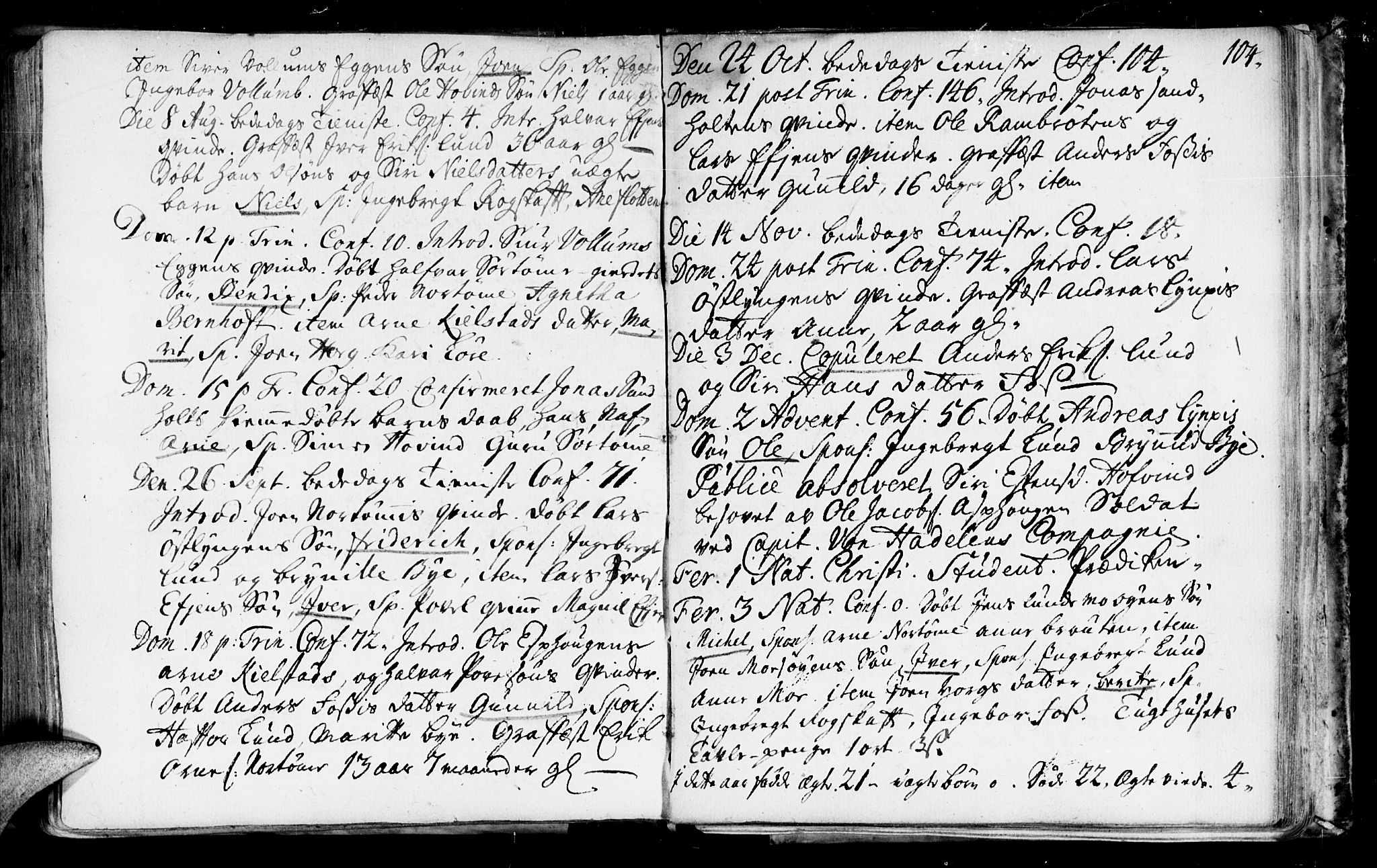 Ministerialprotokoller, klokkerbøker og fødselsregistre - Sør-Trøndelag, SAT/A-1456/692/L1101: Parish register (official) no. 692A01, 1690-1746, p. 104