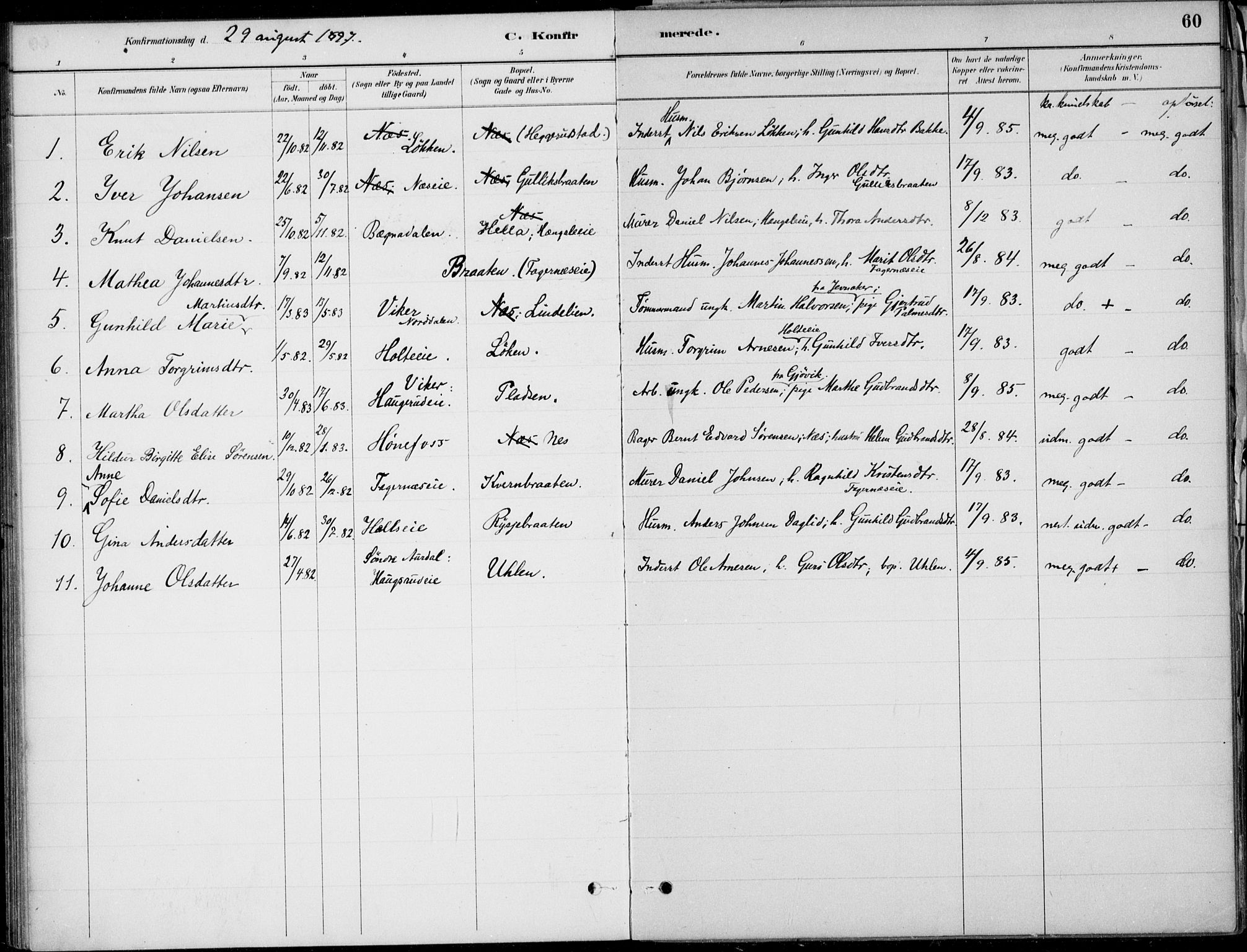 Ådal kirkebøker, AV/SAKO-A-248/F/Fa/L0004: Parish register (official) no. I 4, 1884-1904, p. 60