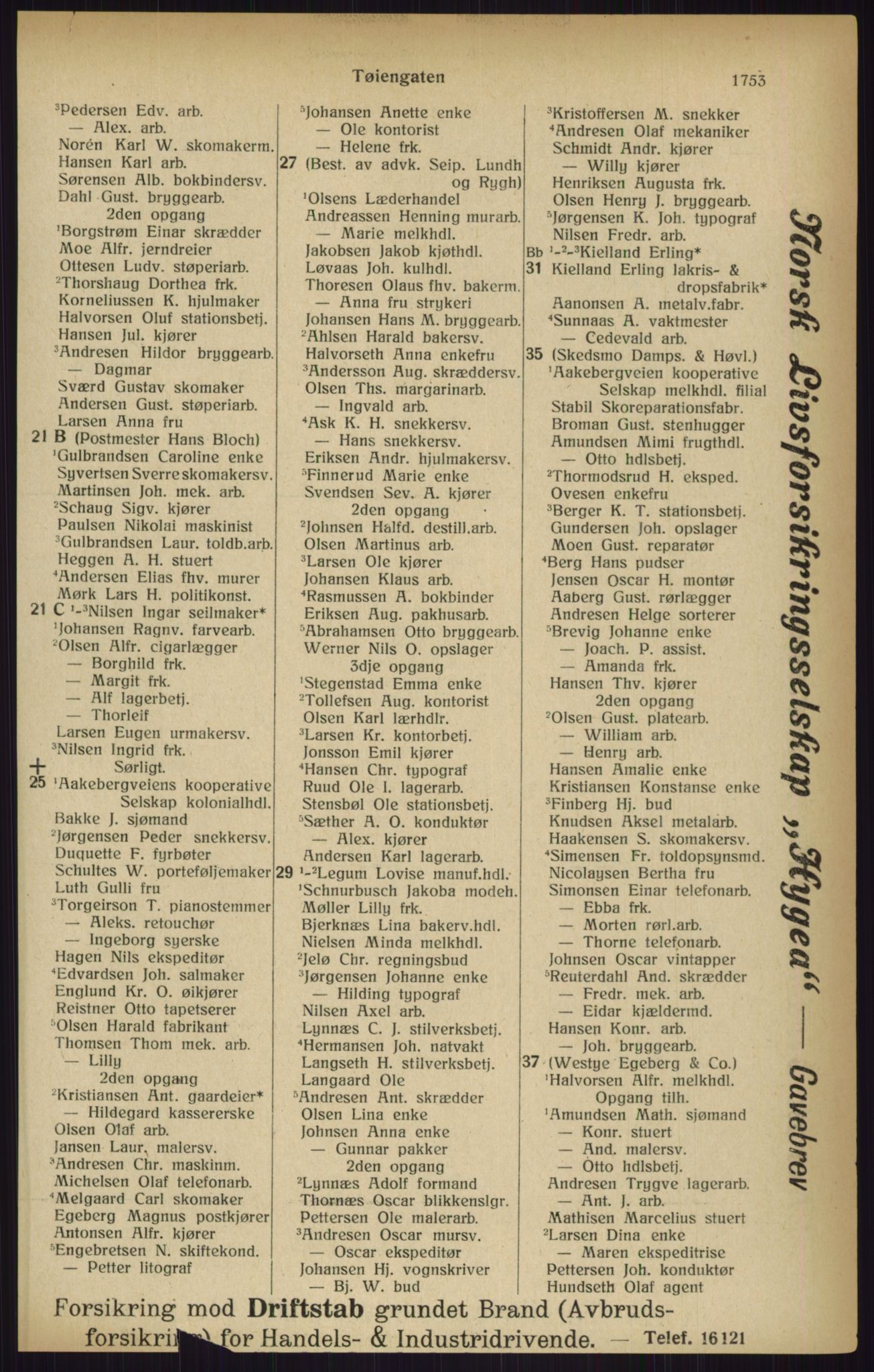Kristiania/Oslo adressebok, PUBL/-, 1916, p. 1753