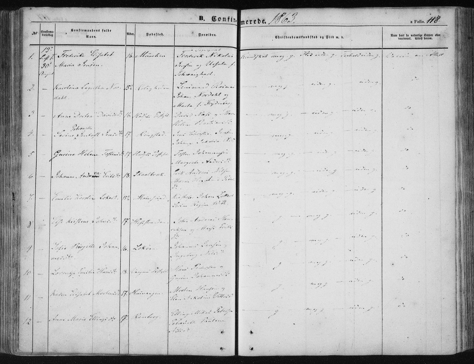 Ministerialprotokoller, klokkerbøker og fødselsregistre - Nordland, AV/SAT-A-1459/891/L1300: Parish register (official) no. 891A05, 1856-1870, p. 118