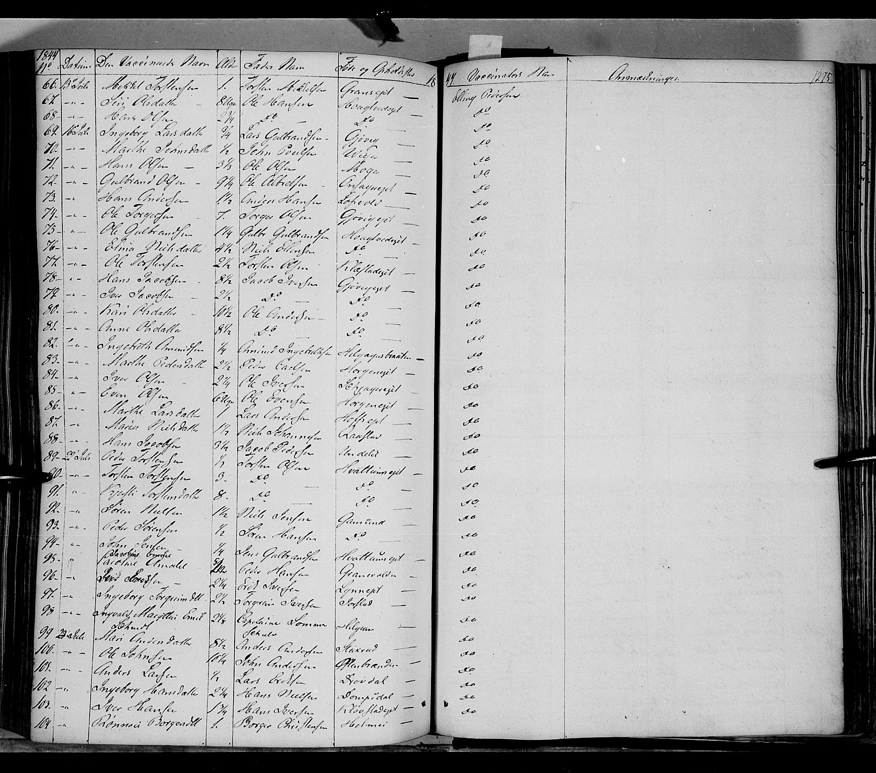 Gran prestekontor, AV/SAH-PREST-112/H/Ha/Haa/L0011: Parish register (official) no. 11, 1842-1856, p. 1274-1275