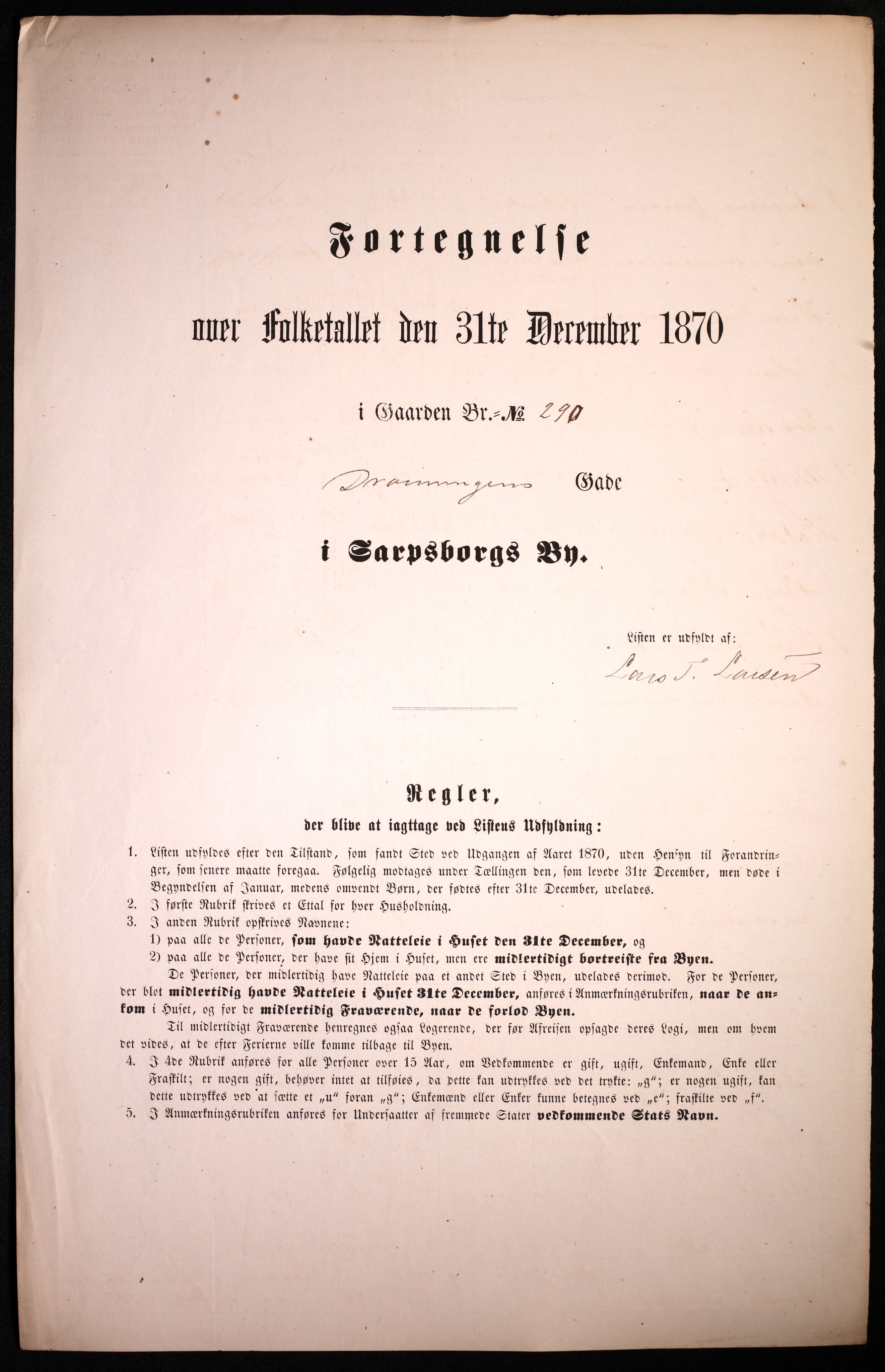 RA, 1870 census for 0102 Sarpsborg, 1870, p. 175