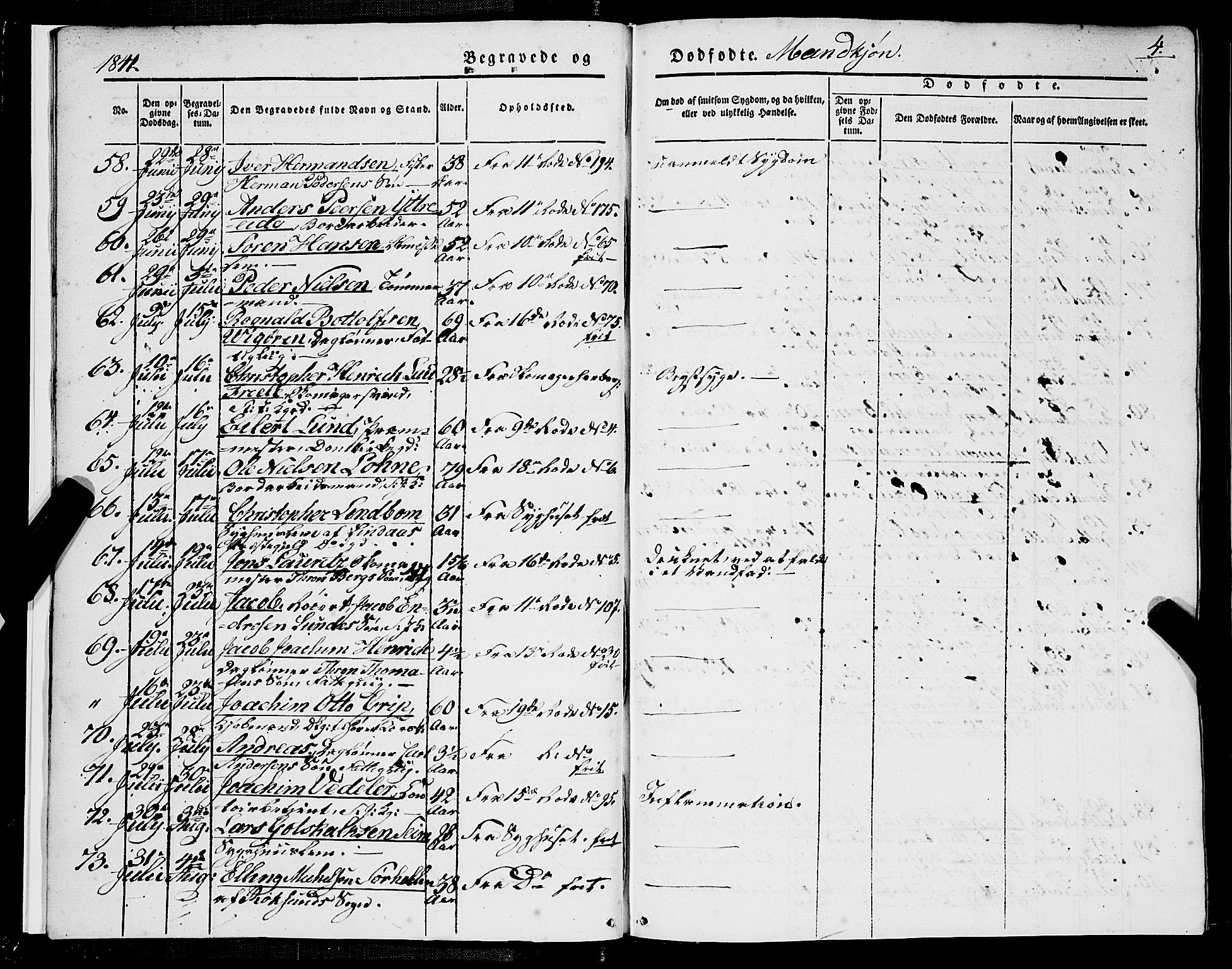 Domkirken sokneprestembete, SAB/A-74801/H/Haa/L0040: Parish register (official) no. E 1, 1841-1853, p. 4