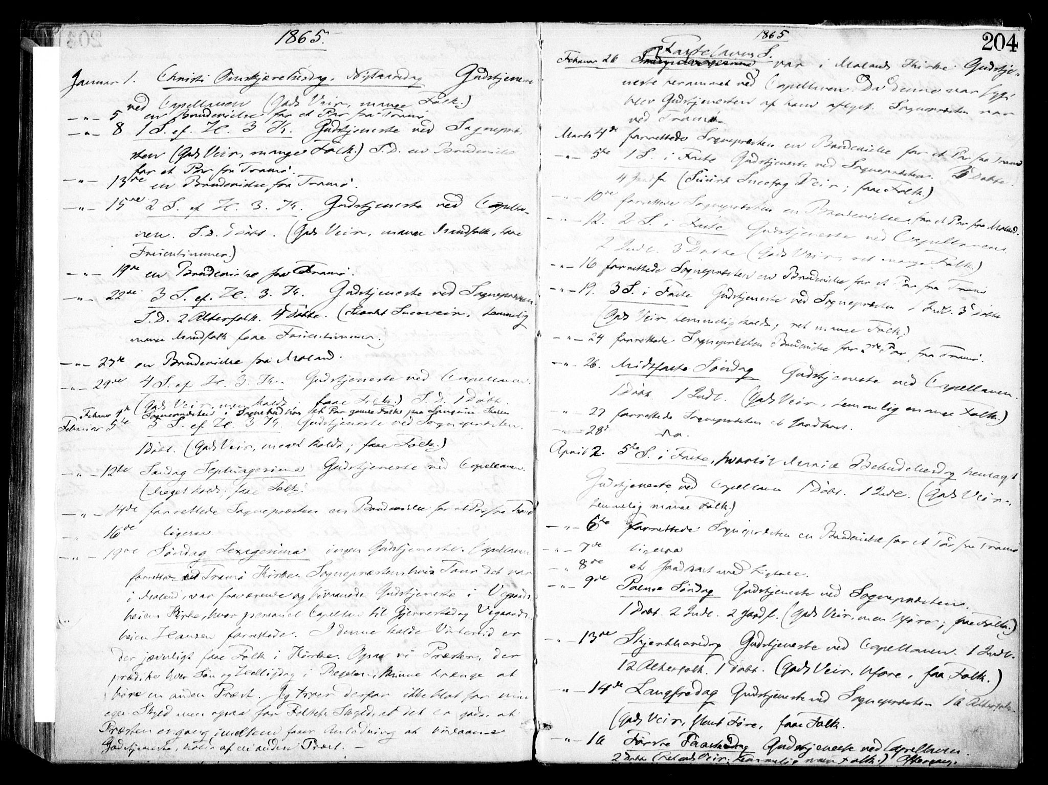 Austre Moland sokneprestkontor, AV/SAK-1111-0001/F/Fa/Faa/L0008: Parish register (official) no. A 8, 1858-1868, p. 204