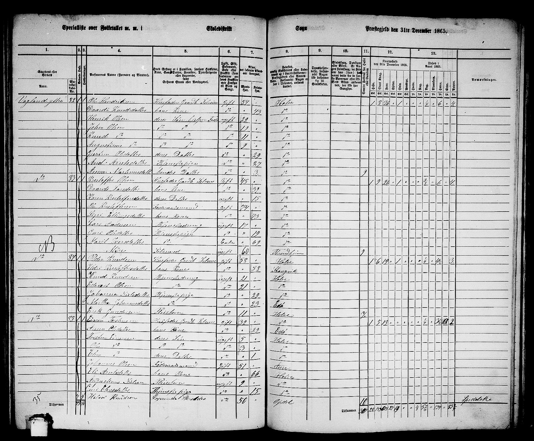 RA, 1865 census for Stangvik, 1865, p. 151