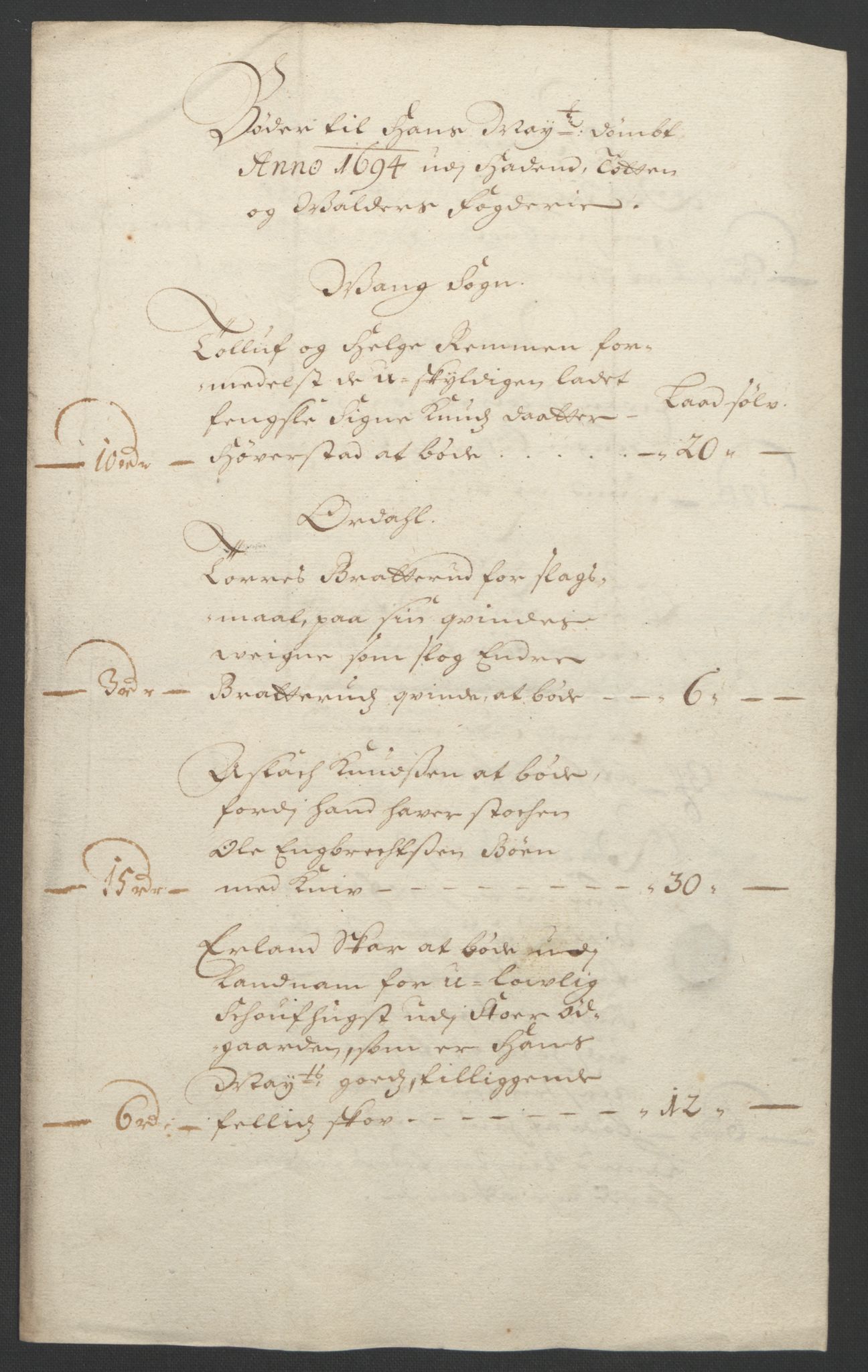 Rentekammeret inntil 1814, Reviderte regnskaper, Fogderegnskap, RA/EA-4092/R18/L1292: Fogderegnskap Hadeland, Toten og Valdres, 1693-1694, p. 255