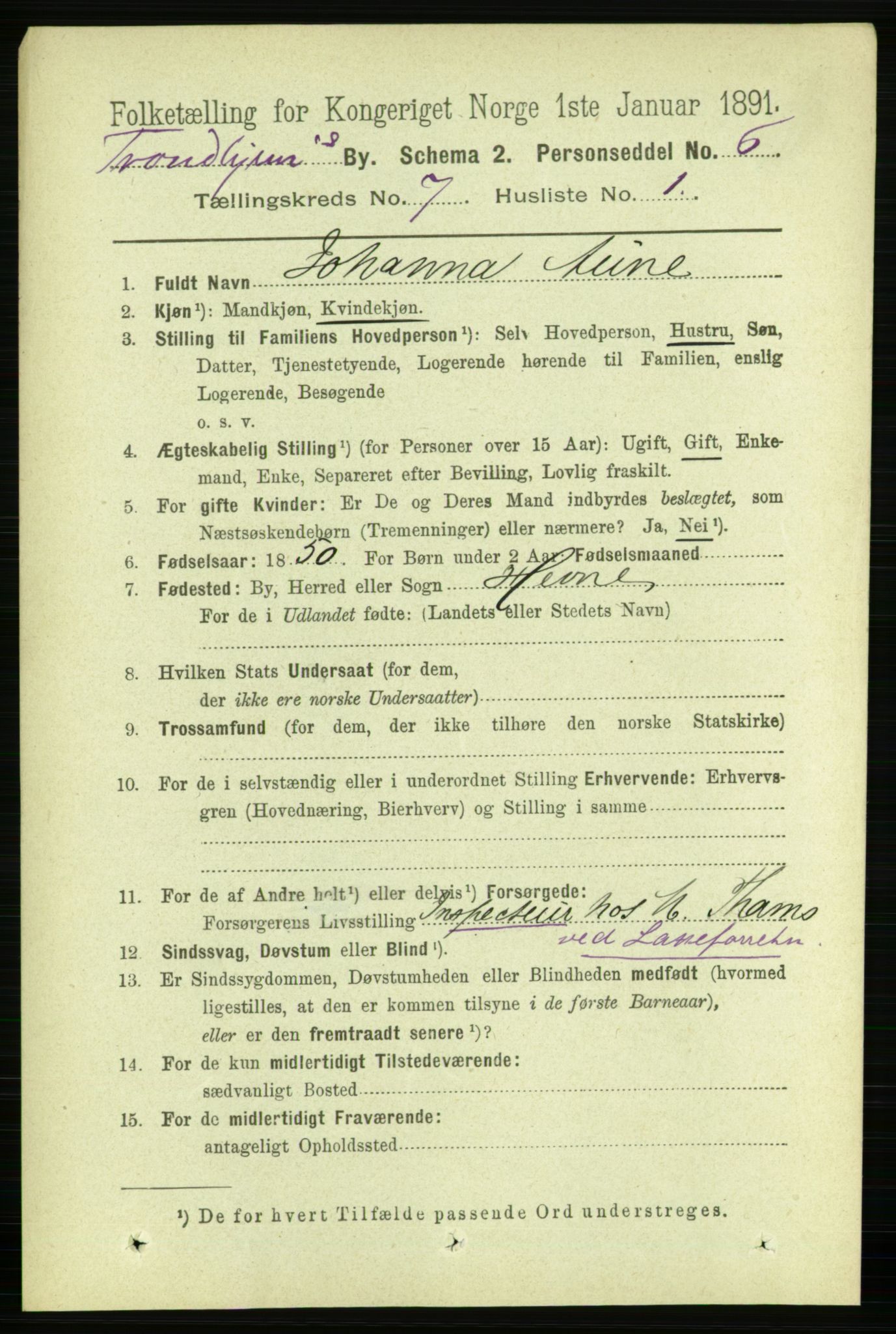 RA, 1891 census for 1601 Trondheim, 1891, p. 6002