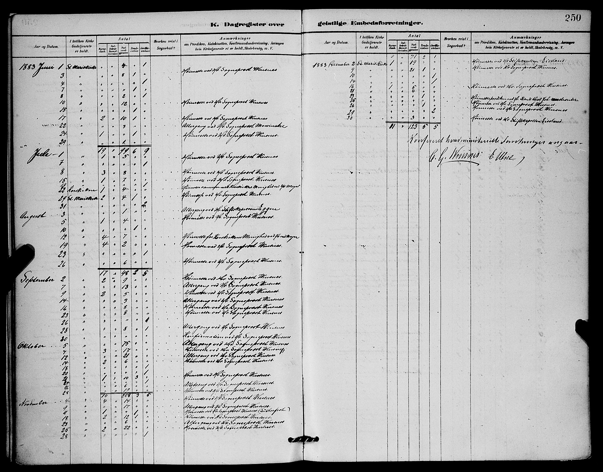 Mariakirken Sokneprestembete, AV/SAB-A-76901/H/Hab/L0004: Parish register (copy) no. A 4, 1878-1892, p. 250