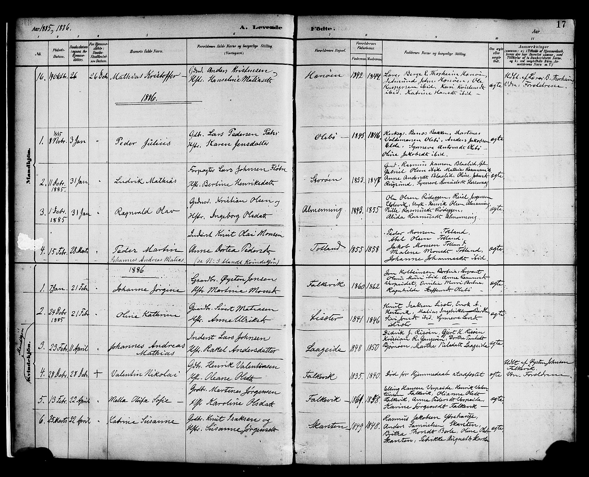 Davik sokneprestembete, SAB/A-79701/H/Haa/Haad/L0001: Parish register (official) no. D 1, 1882-1900, p. 17