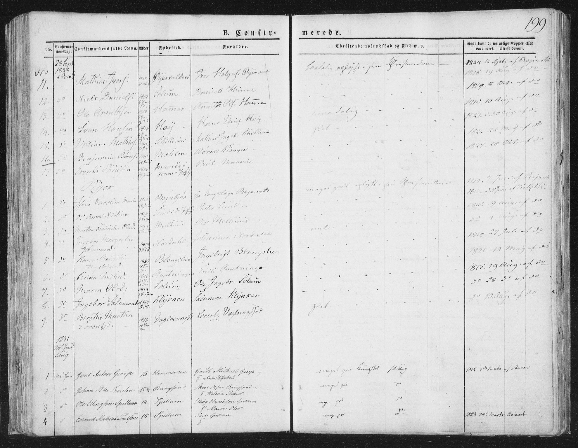 Ministerialprotokoller, klokkerbøker og fødselsregistre - Nord-Trøndelag, SAT/A-1458/764/L0551: Parish register (official) no. 764A07a, 1824-1864, p. 199