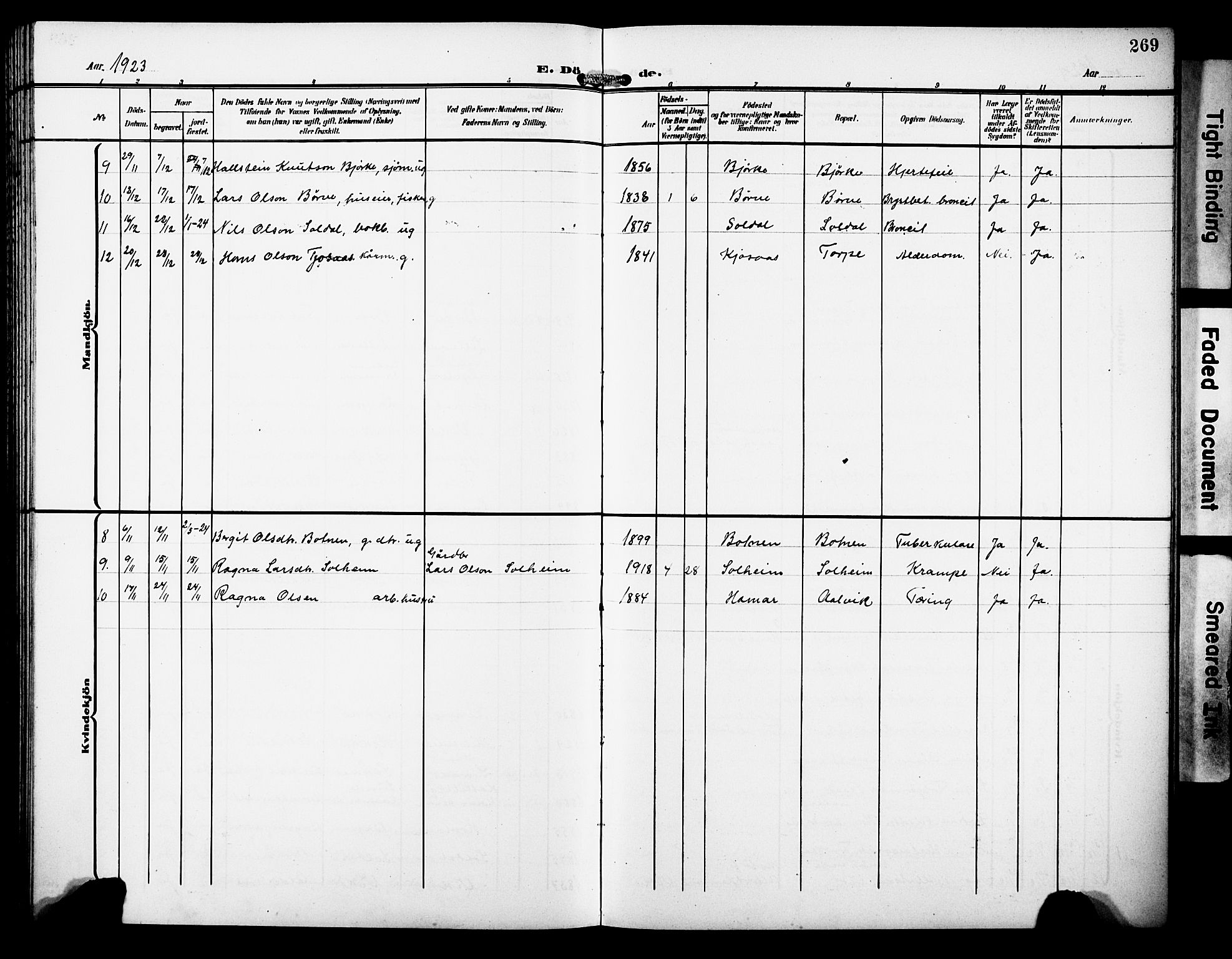 Kvam sokneprestembete, SAB/A-76201/H/Hab: Parish register (copy) no. C 4, 1906-1931, p. 269