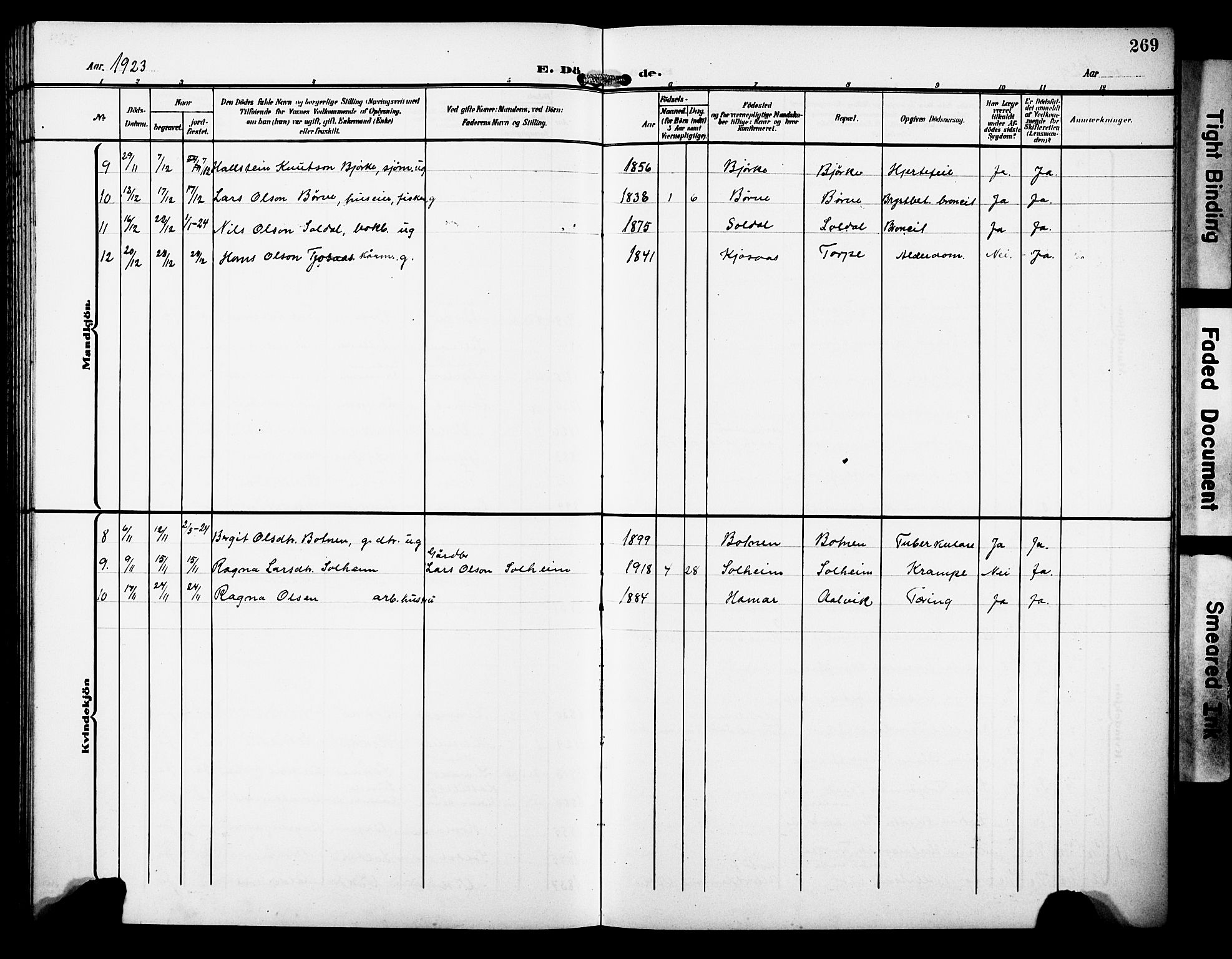 Kvam sokneprestembete, AV/SAB-A-76201/H/Hab: Parish register (copy) no. C 4, 1906-1931, p. 269