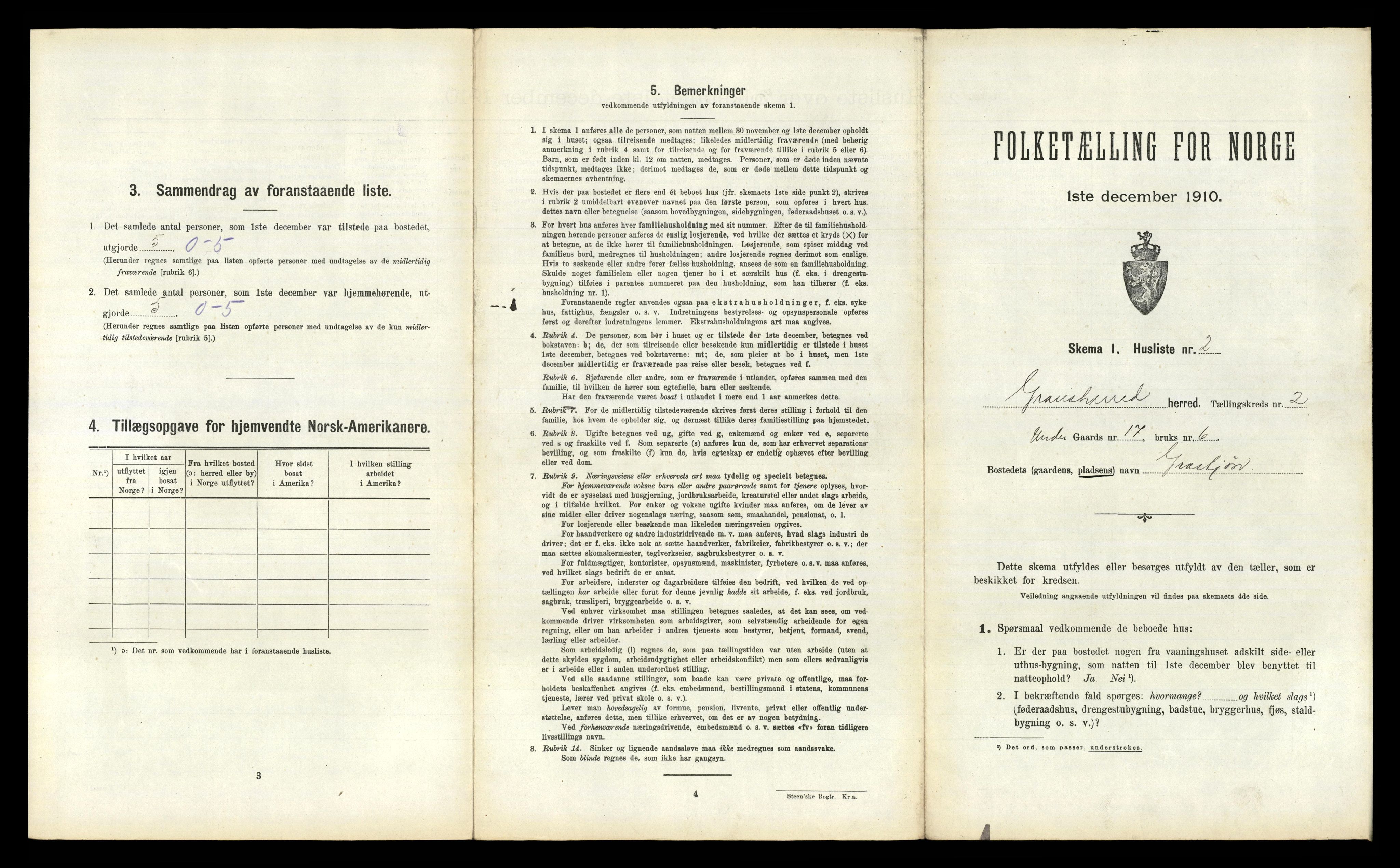 RA, 1910 census for Gransherad, 1910, p. 190