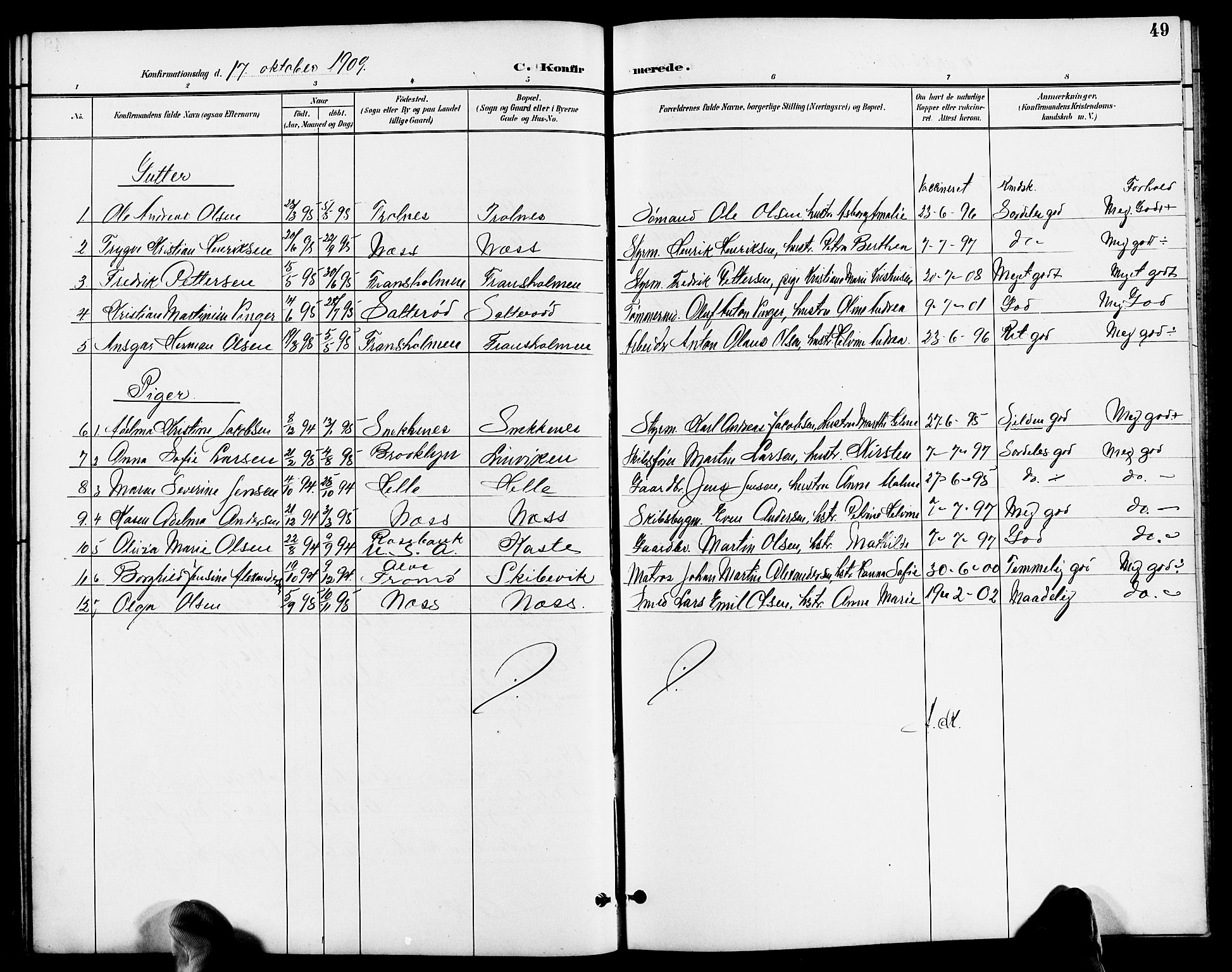 Austre Moland sokneprestkontor, SAK/1111-0001/F/Fb/Fbb/L0002: Parish register (copy) no. B 2, 1894-1918, p. 49
