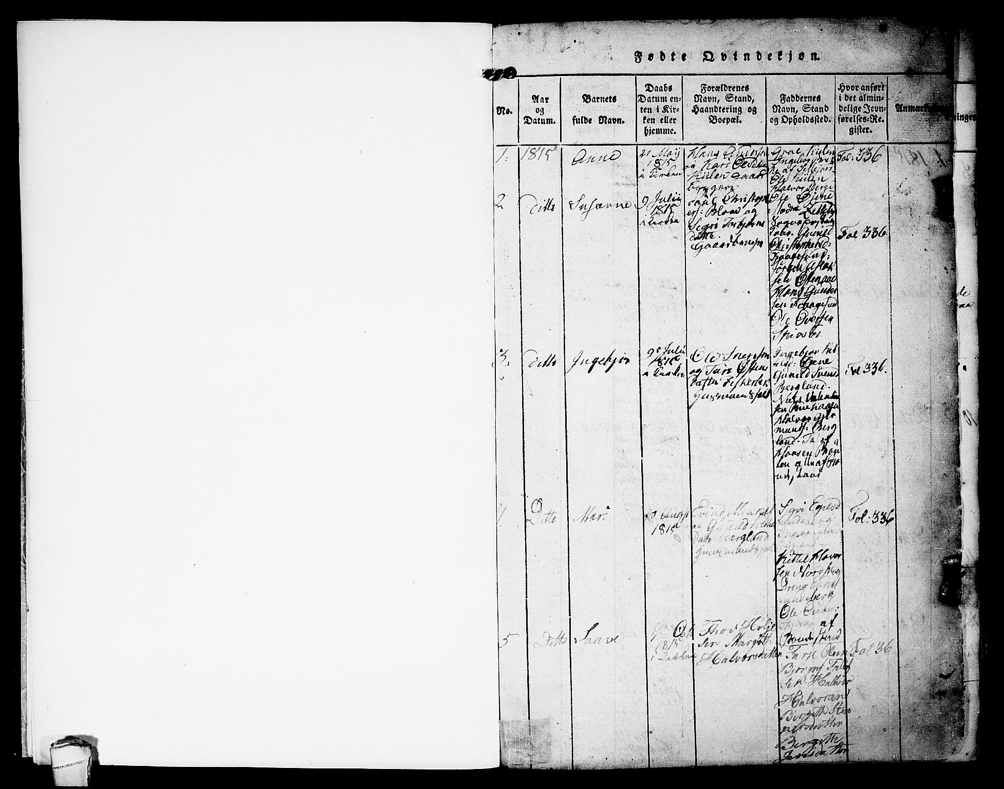 Kviteseid kirkebøker, AV/SAKO-A-276/F/Fa/L0005: Parish register (official) no. I 5, 1815-1836, p. 1