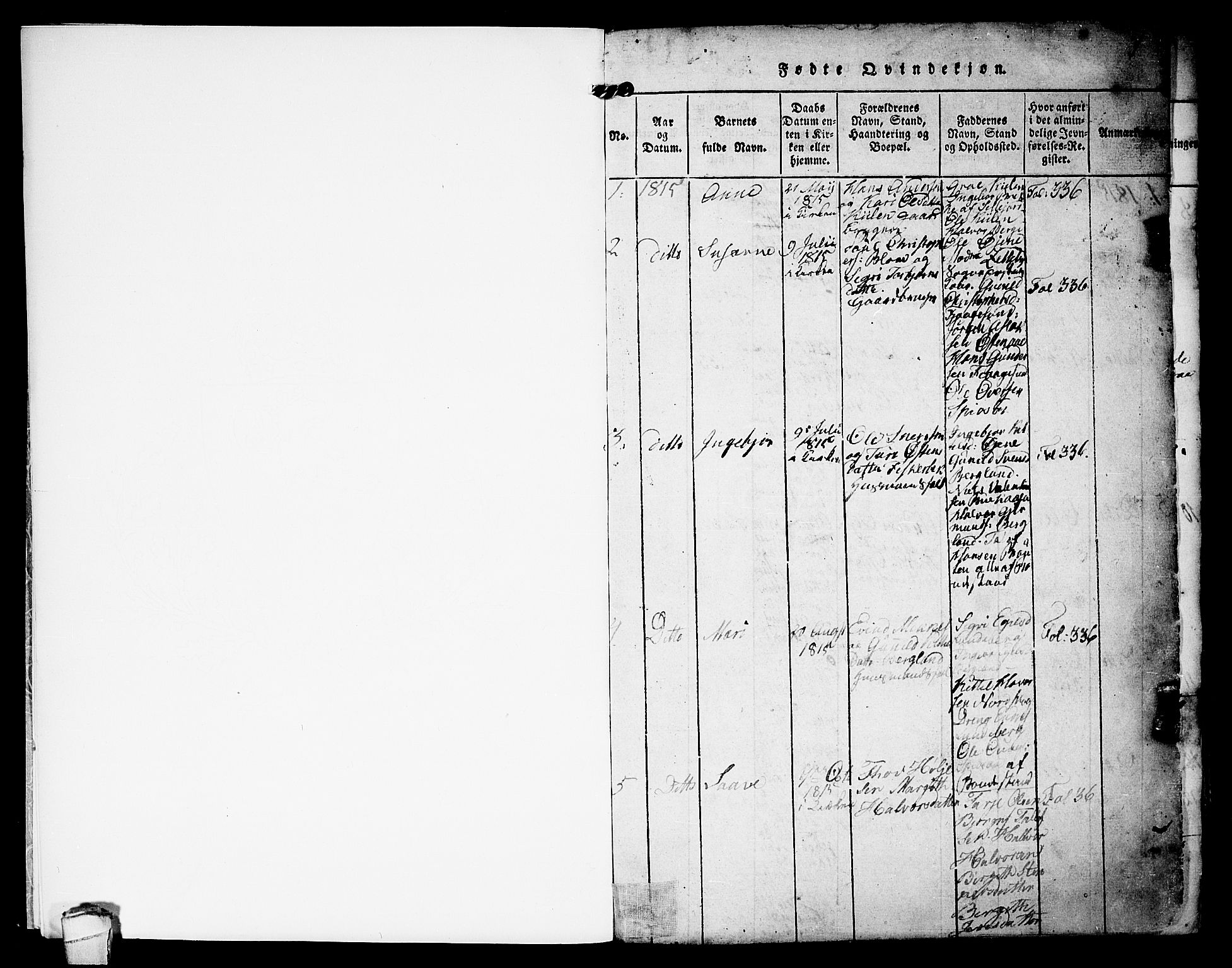 Kviteseid kirkebøker, SAKO/A-276/F/Fa/L0005: Parish register (official) no. I 5, 1815-1836, p. 1