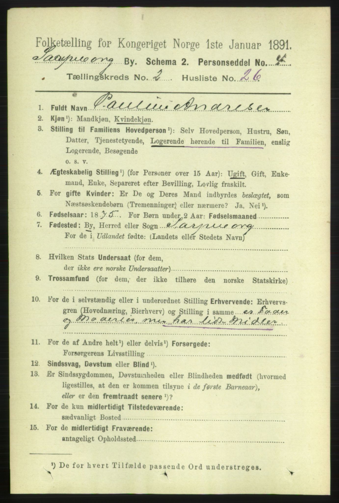 RA, 1891 census for 0102 Sarpsborg, 1891, p. 1521