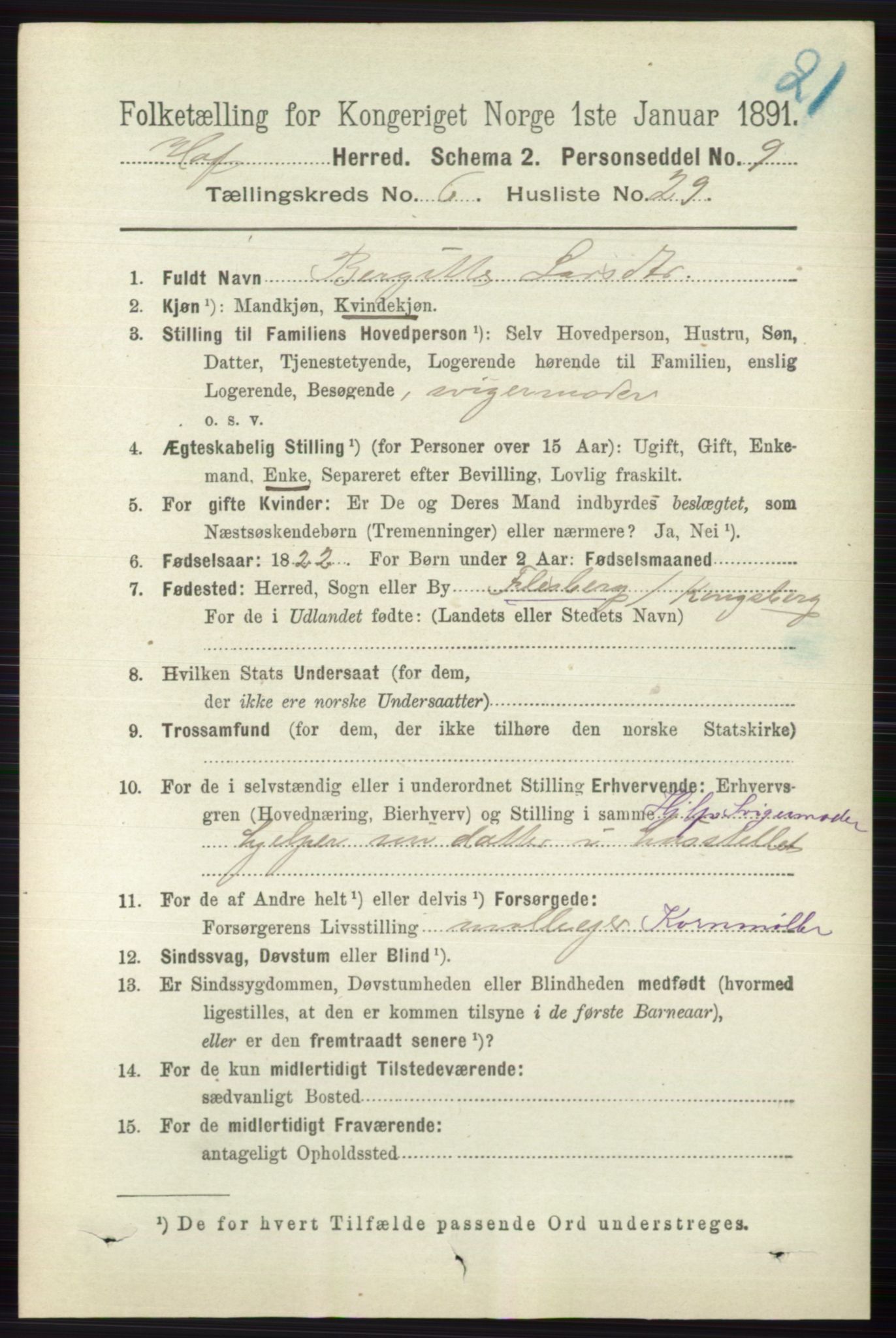 RA, 1891 census for 0714 Hof, 1891, p. 1967
