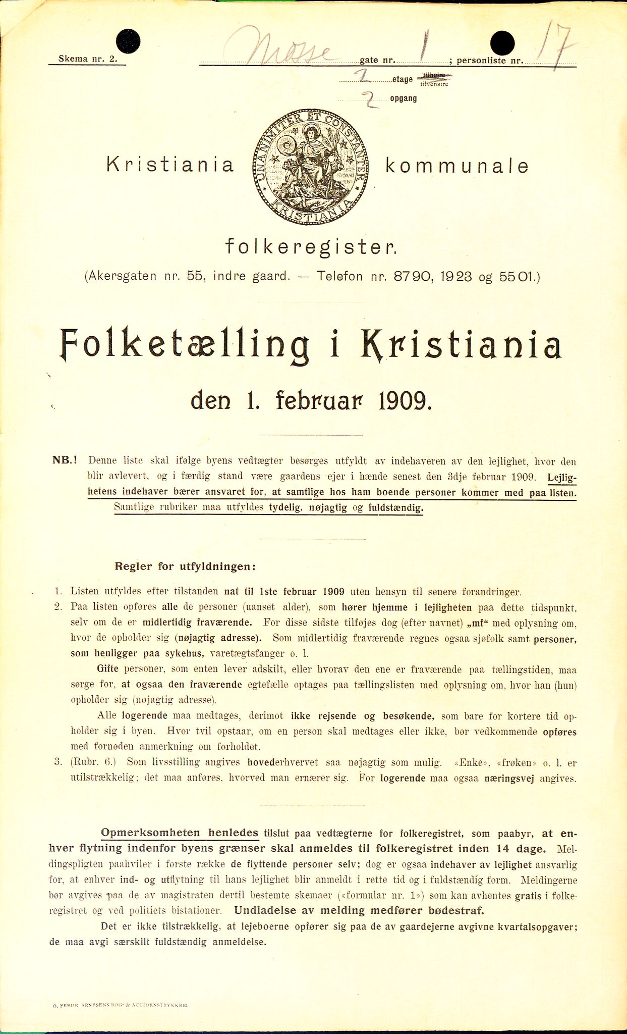 OBA, Municipal Census 1909 for Kristiania, 1909, p. 59446