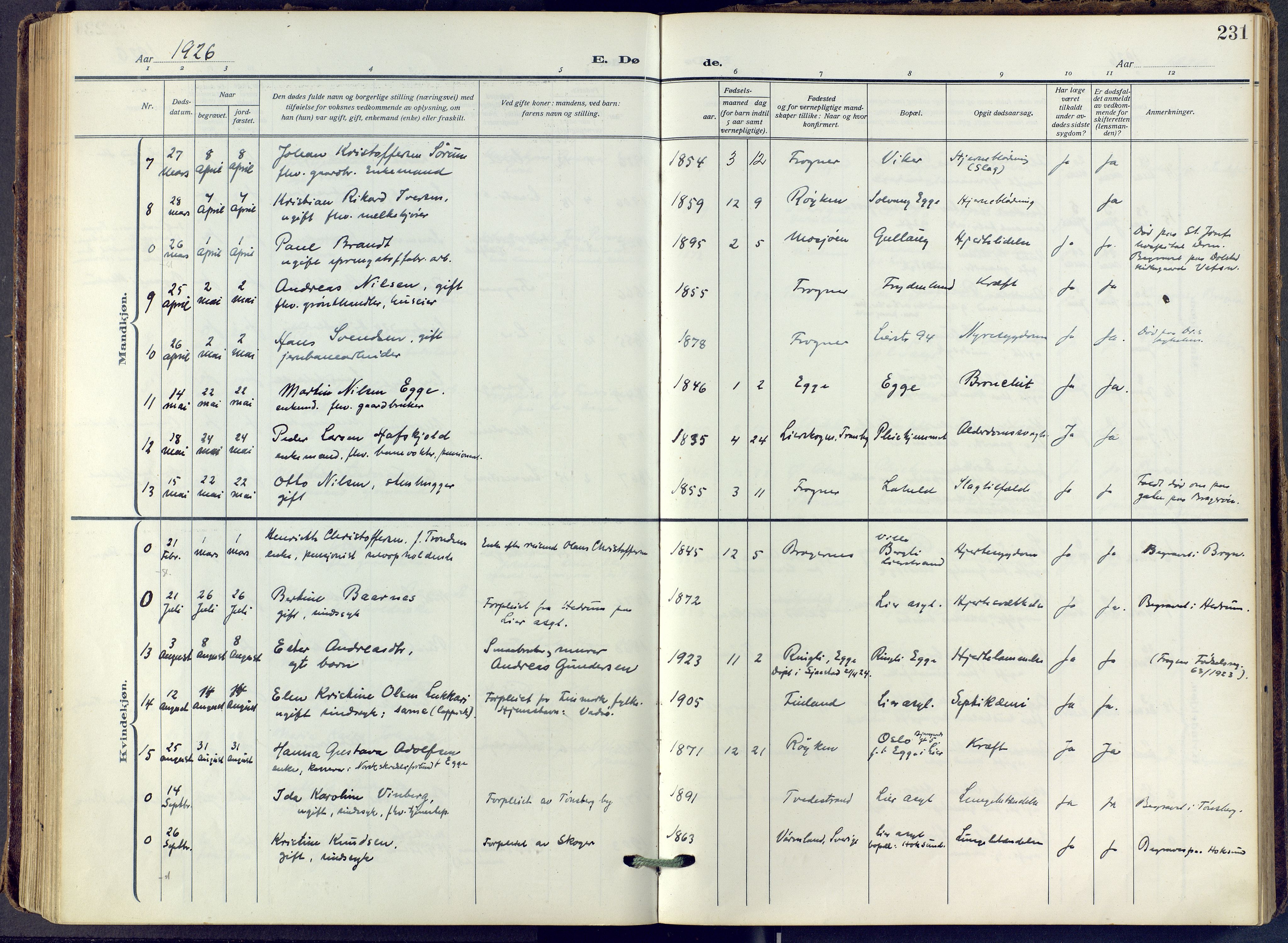 Lier kirkebøker, SAKO/A-230/F/Fa/L0019: Parish register (official) no. I 19, 1918-1928, p. 231