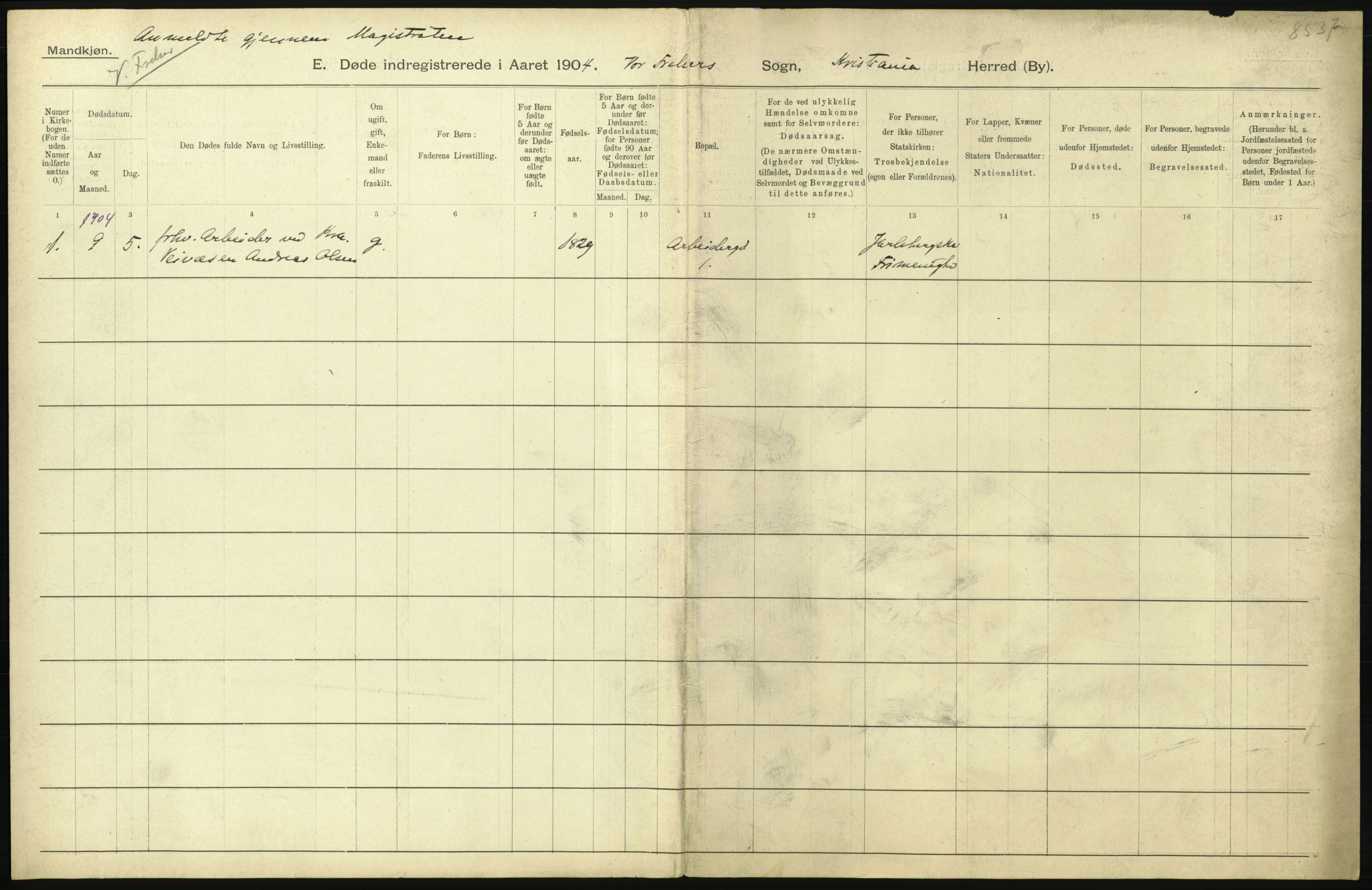 Statistisk sentralbyrå, Sosiodemografiske emner, Befolkning, AV/RA-S-2228/D/Df/Dfa/Dfab/L0004: Kristiania: Gifte, døde, 1904, p. 473