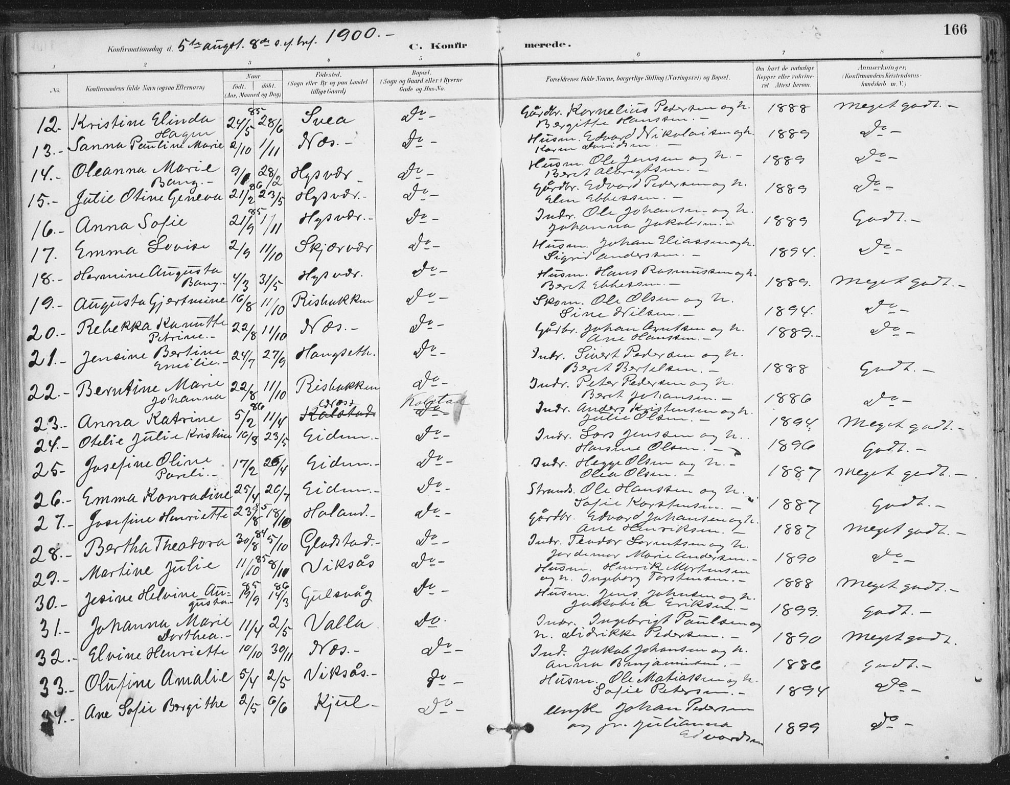 Ministerialprotokoller, klokkerbøker og fødselsregistre - Nordland, AV/SAT-A-1459/816/L0244: Parish register (official) no. 816A10, 1886-1903, p. 166