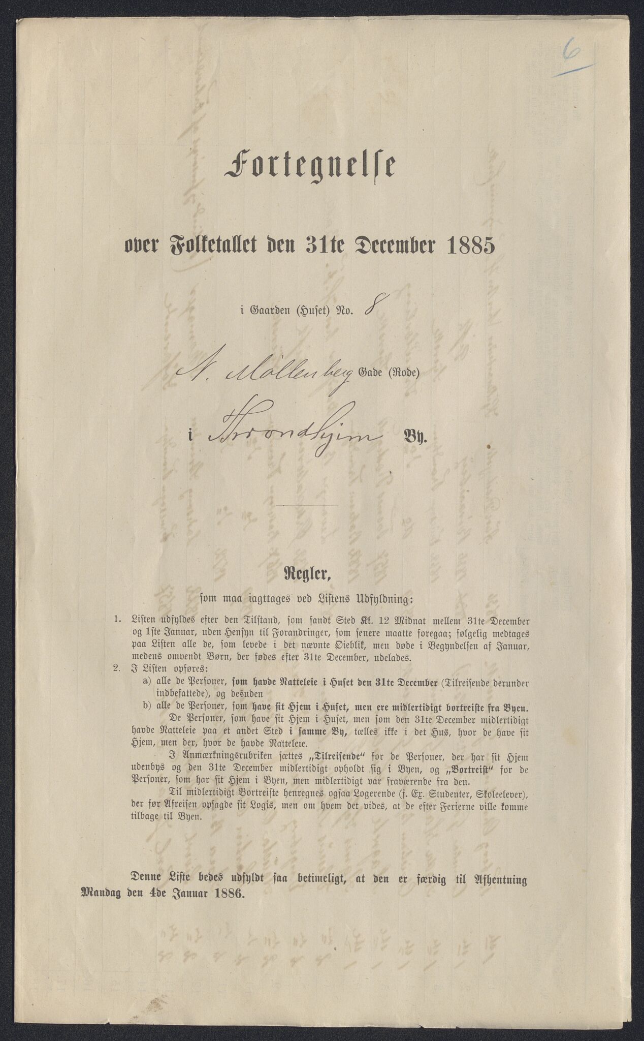 SAT, 1885 census for 1601 Trondheim, 1885, p. 2104