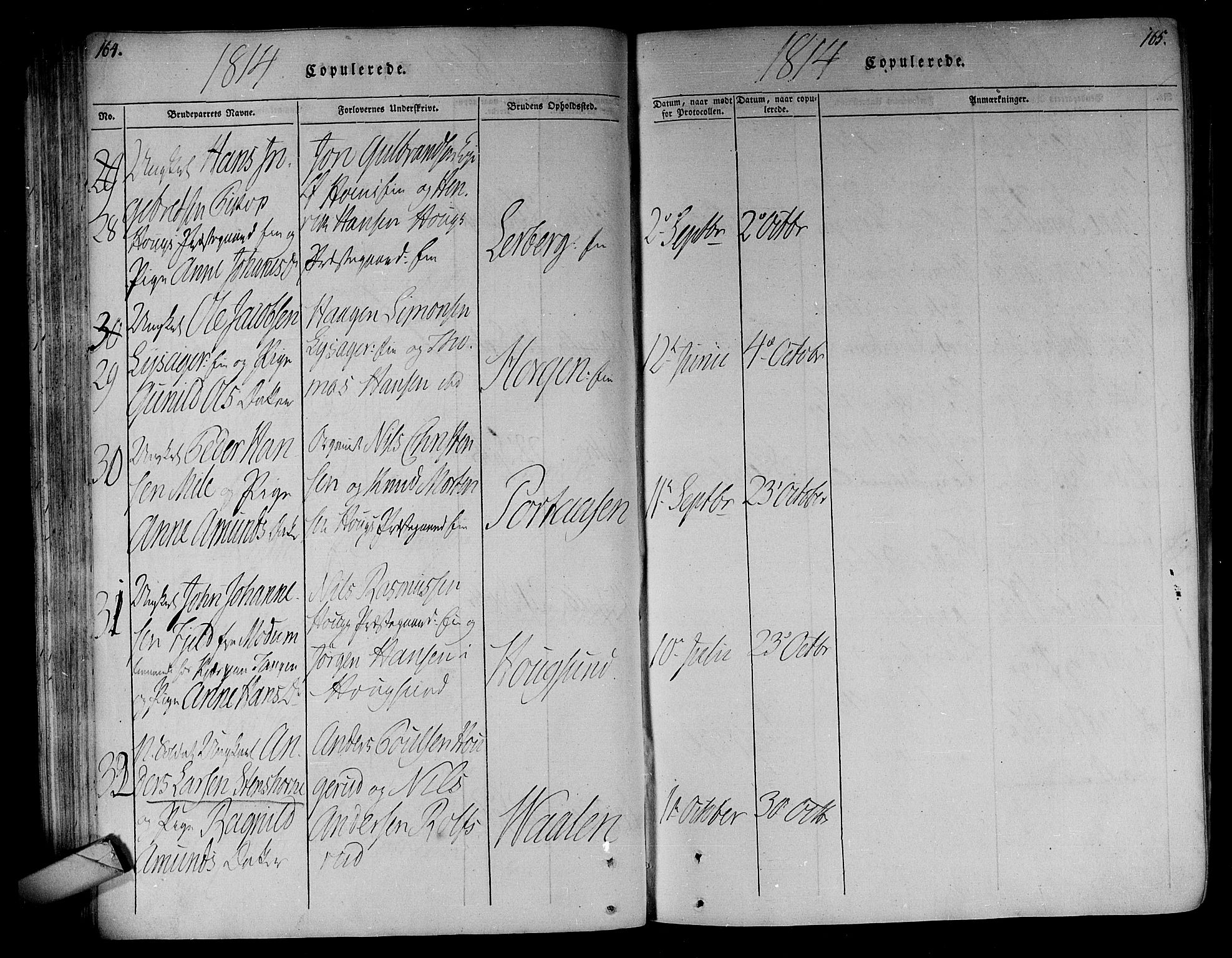 Eiker kirkebøker, AV/SAKO-A-4/F/Fa/L0010: Parish register (official) no. I 10, 1806-1815, p. 164-165