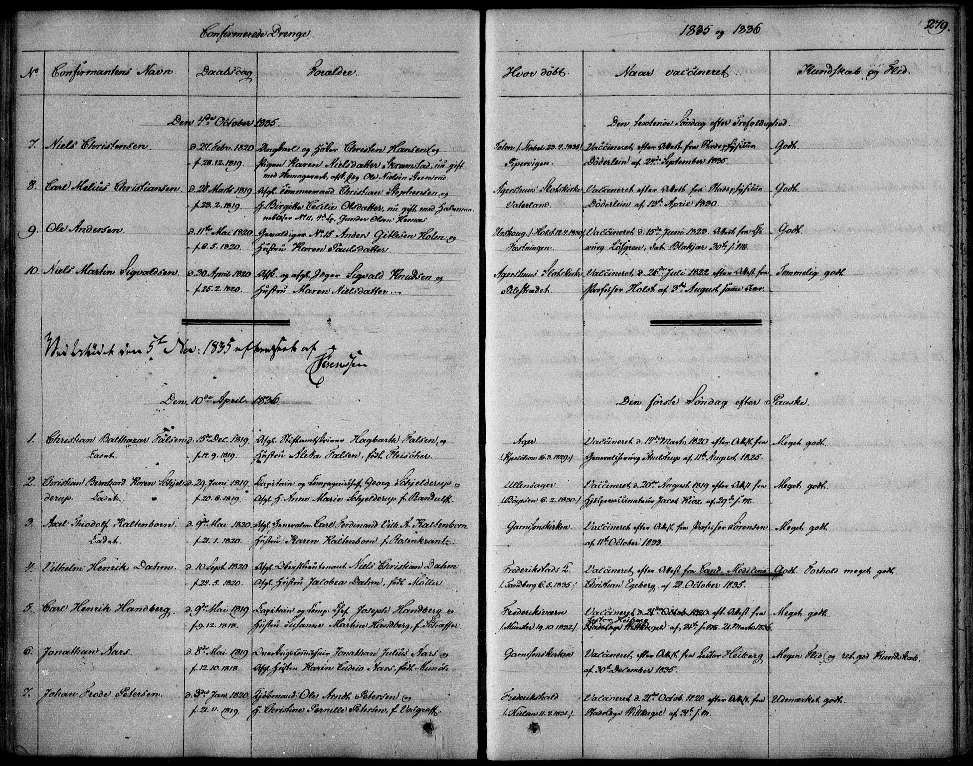 Garnisonsmenigheten Kirkebøker, SAO/A-10846/F/Fa/L0006: Parish register (official) no. 6, 1828-1841, p. 279