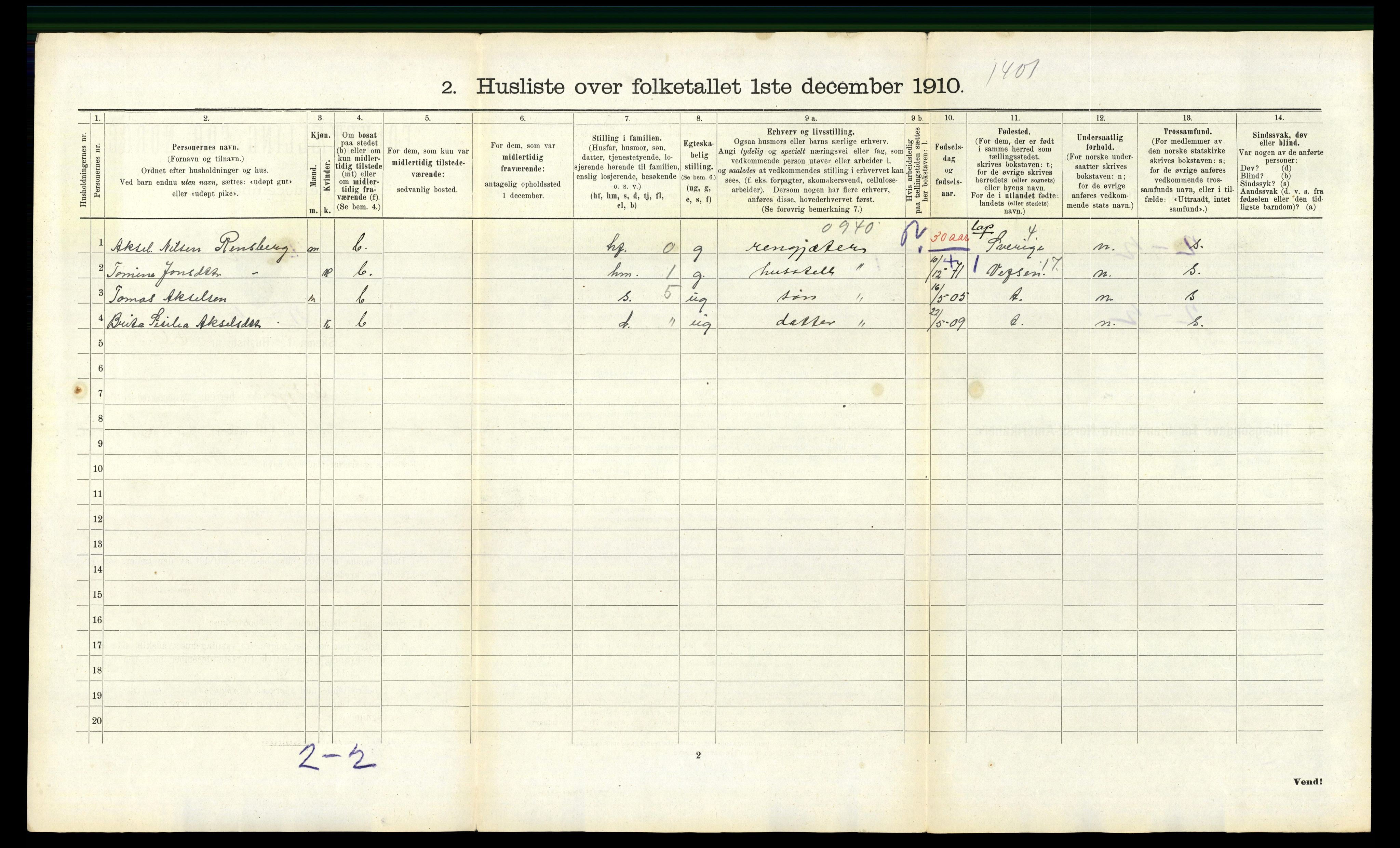 RA, 1910 census for Eidfjord, 1910, p. 420