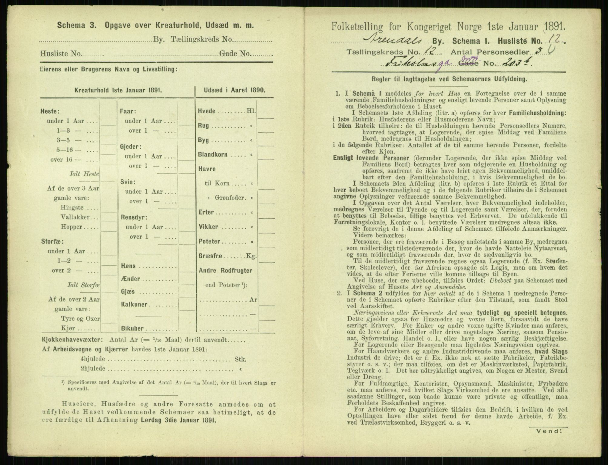 RA, 1891 census for 0903 Arendal, 1891, p. 660