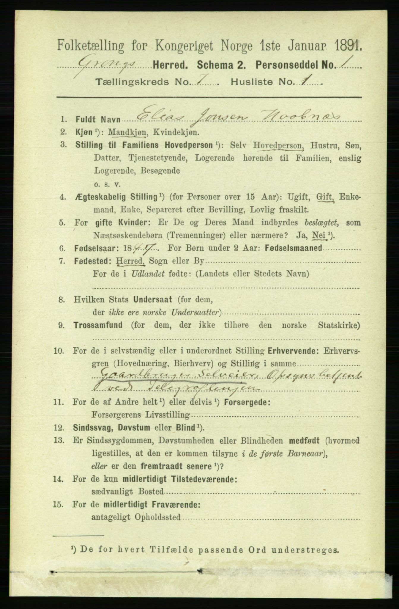 RA, 1891 census for 1742 Grong, 1891, p. 2580