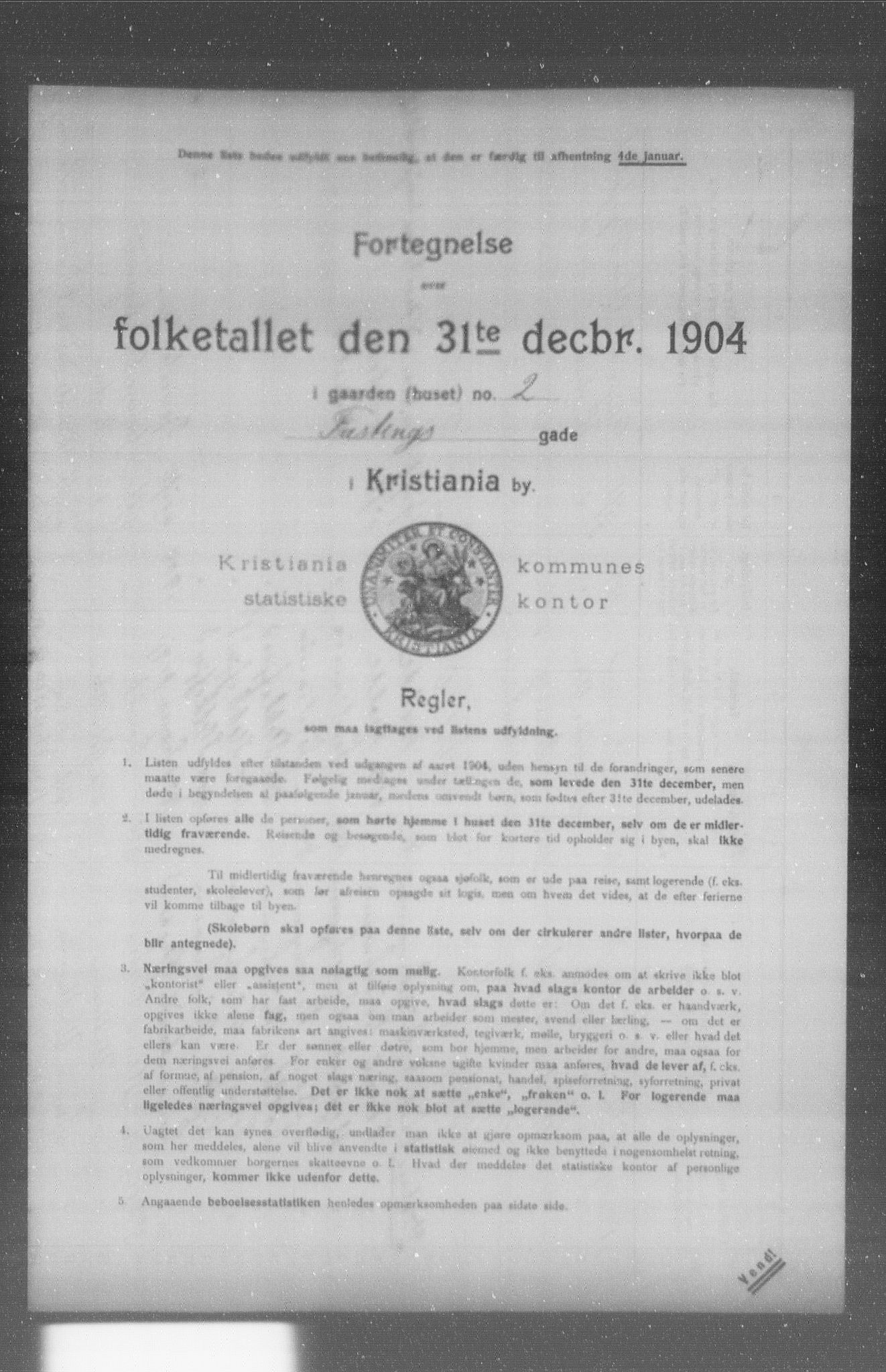 OBA, Municipal Census 1904 for Kristiania, 1904, p. 4845