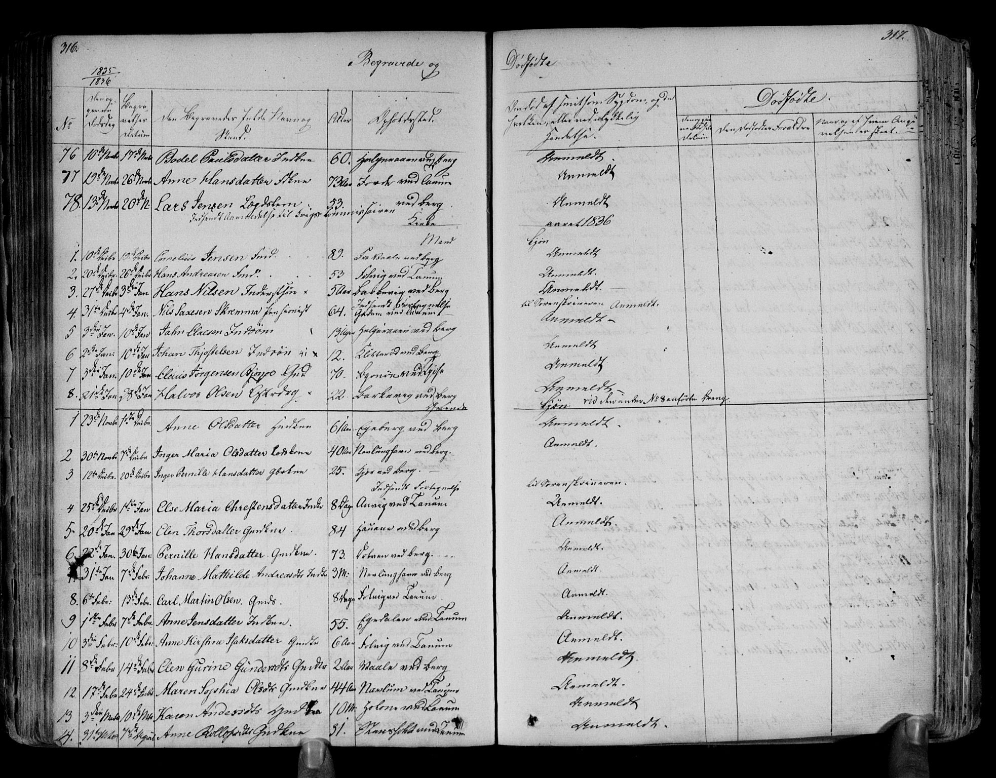 Brunlanes kirkebøker, AV/SAKO-A-342/F/Fa/L0003: Parish register (official) no. I 3, 1834-1845, p. 316-317