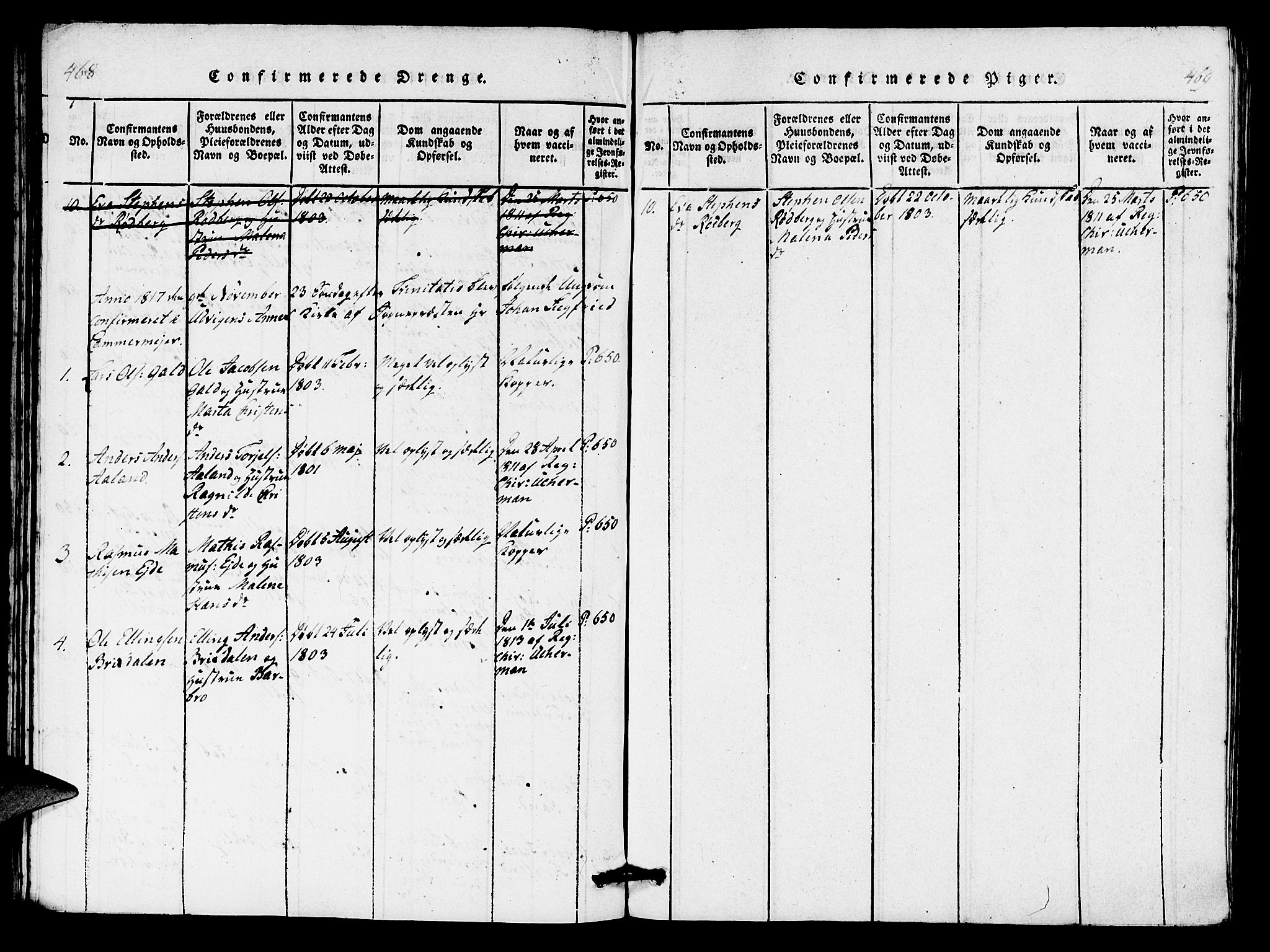 Innvik sokneprestembete, AV/SAB-A-80501: Parish register (copy) no. C 1, 1816-1820, p. 468-469