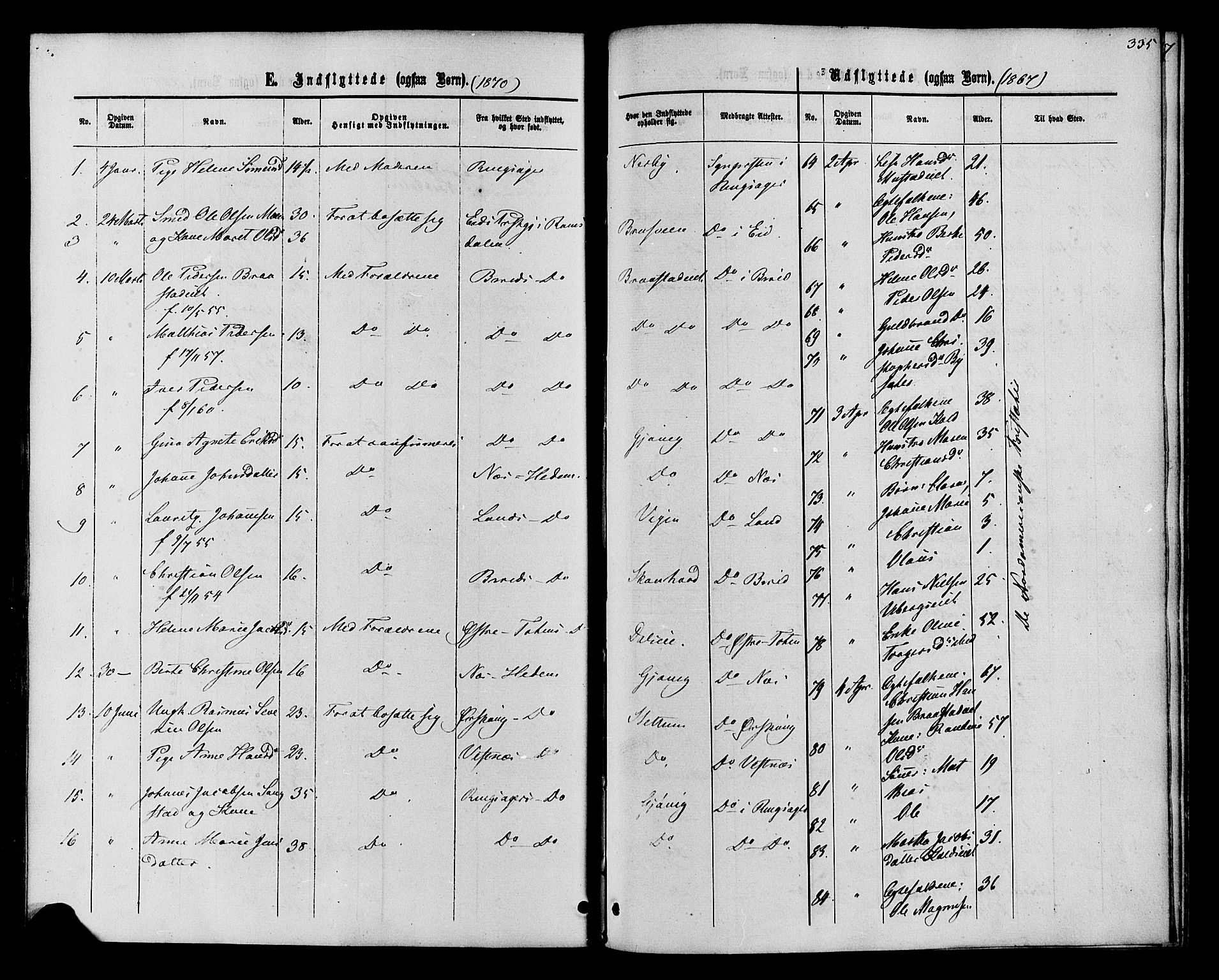 Vardal prestekontor, SAH/PREST-100/H/Ha/Haa/L0007: Parish register (official) no. 7, 1867-1878, p. 335