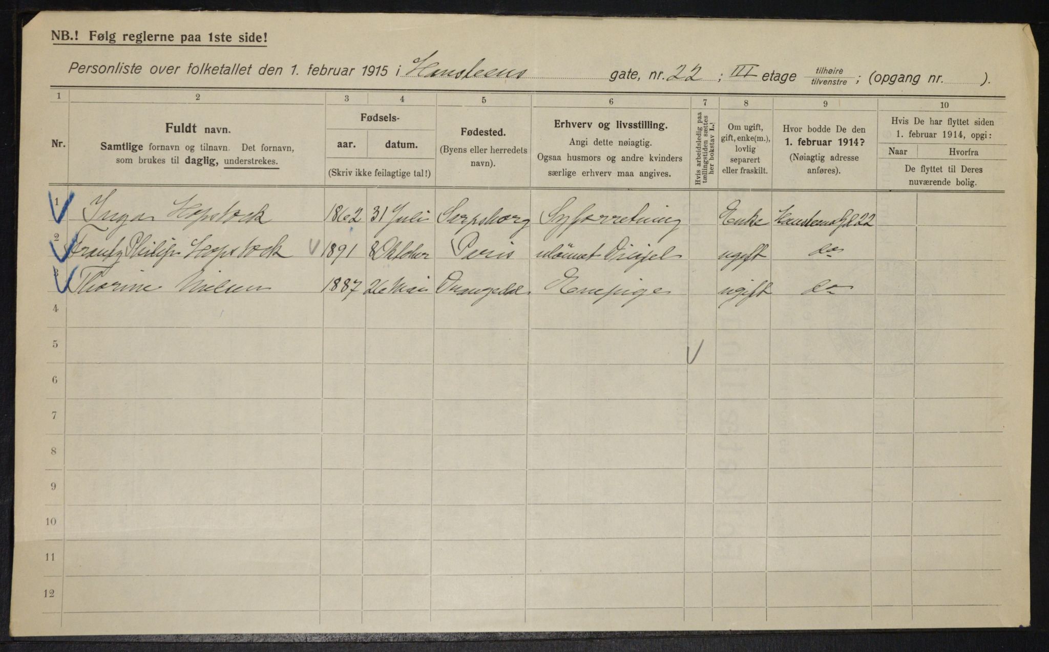 OBA, Municipal Census 1915 for Kristiania, 1915, p. 34640