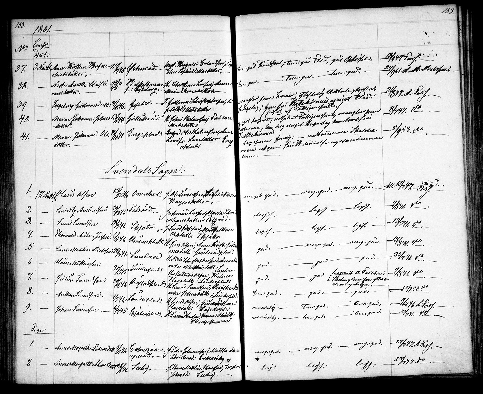 Våler prestekontor Kirkebøker, AV/SAO-A-11083/F/Fa/L0006: Parish register (official) no. I 6, 1840-1861, p. 153