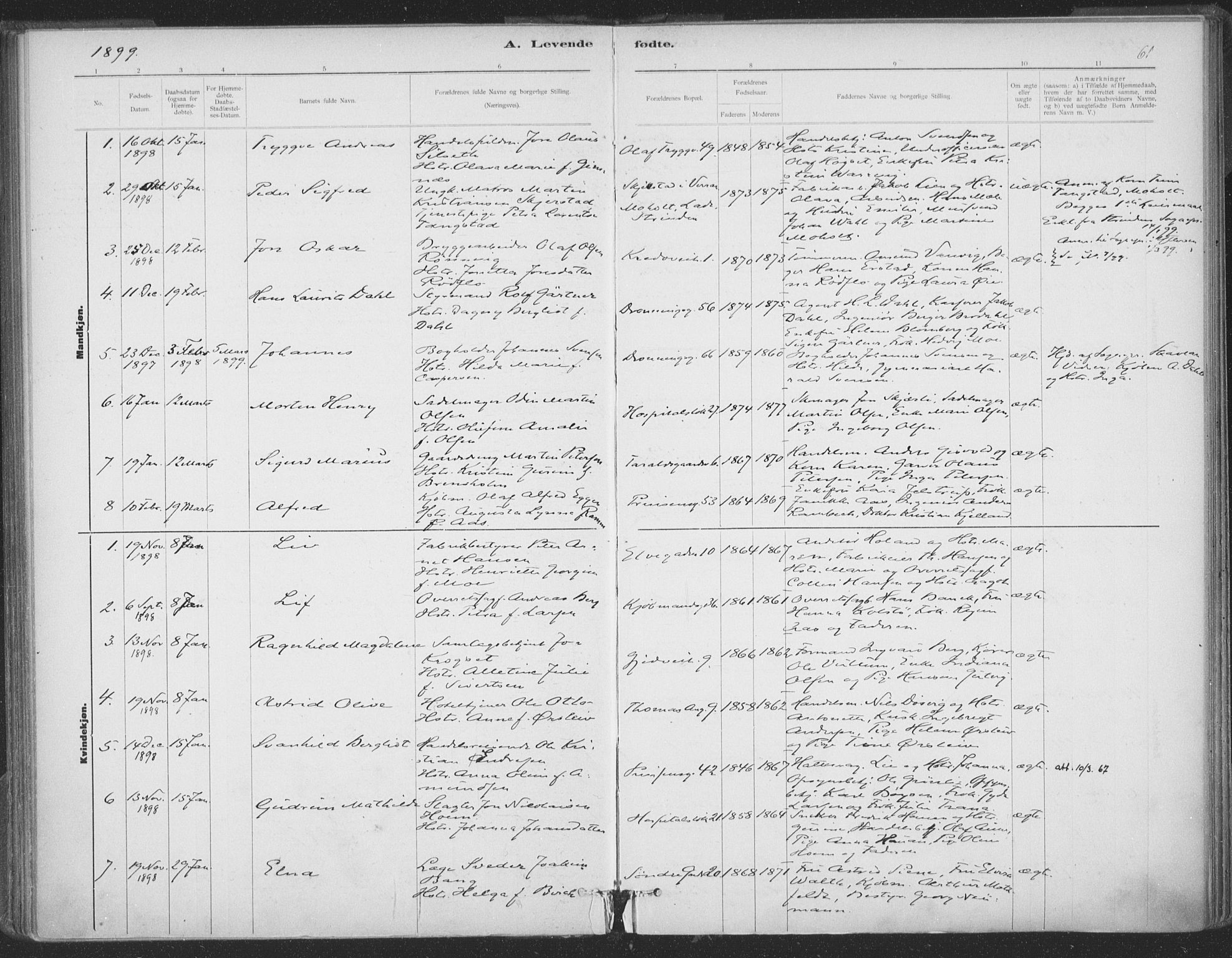 Ministerialprotokoller, klokkerbøker og fødselsregistre - Sør-Trøndelag, SAT/A-1456/602/L0122: Parish register (official) no. 602A20, 1892-1908, p. 61