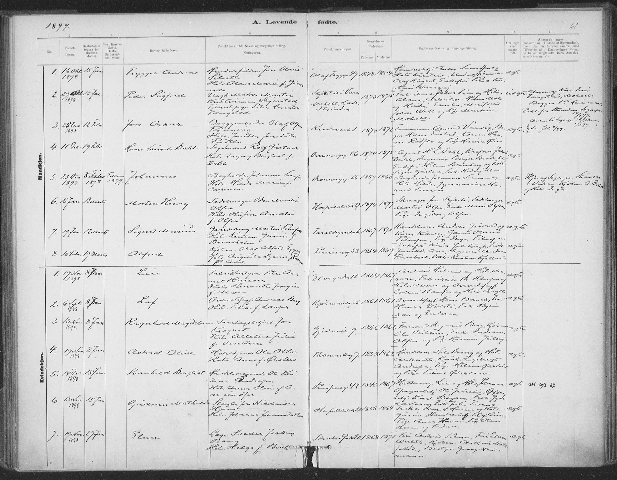 Ministerialprotokoller, klokkerbøker og fødselsregistre - Sør-Trøndelag, AV/SAT-A-1456/602/L0122: Parish register (official) no. 602A20, 1892-1908, p. 61